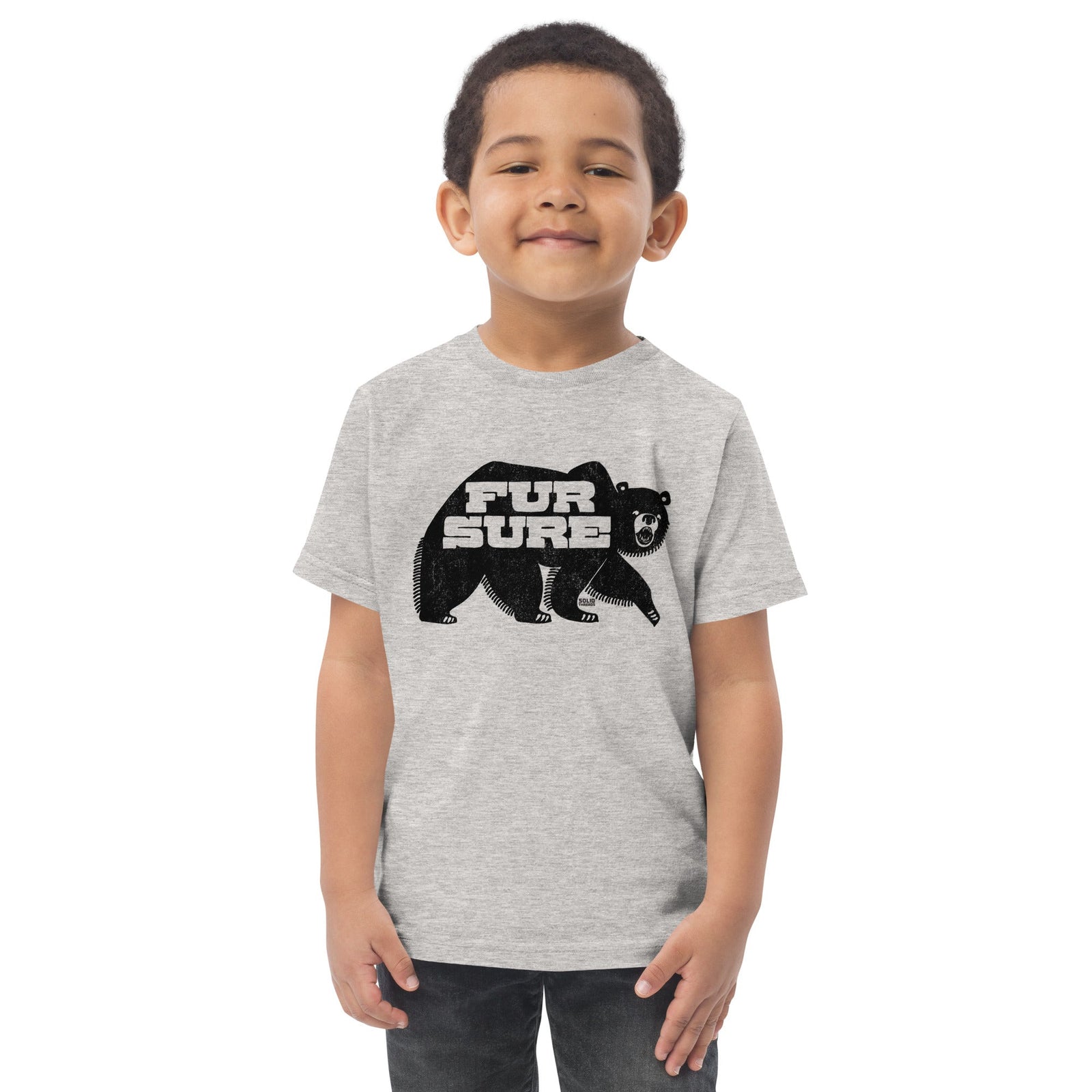 Toddler's Fur Sure Retro Hiking Extra Soft T-Shirt | Funny Animal Pun Tee | Solid Threads