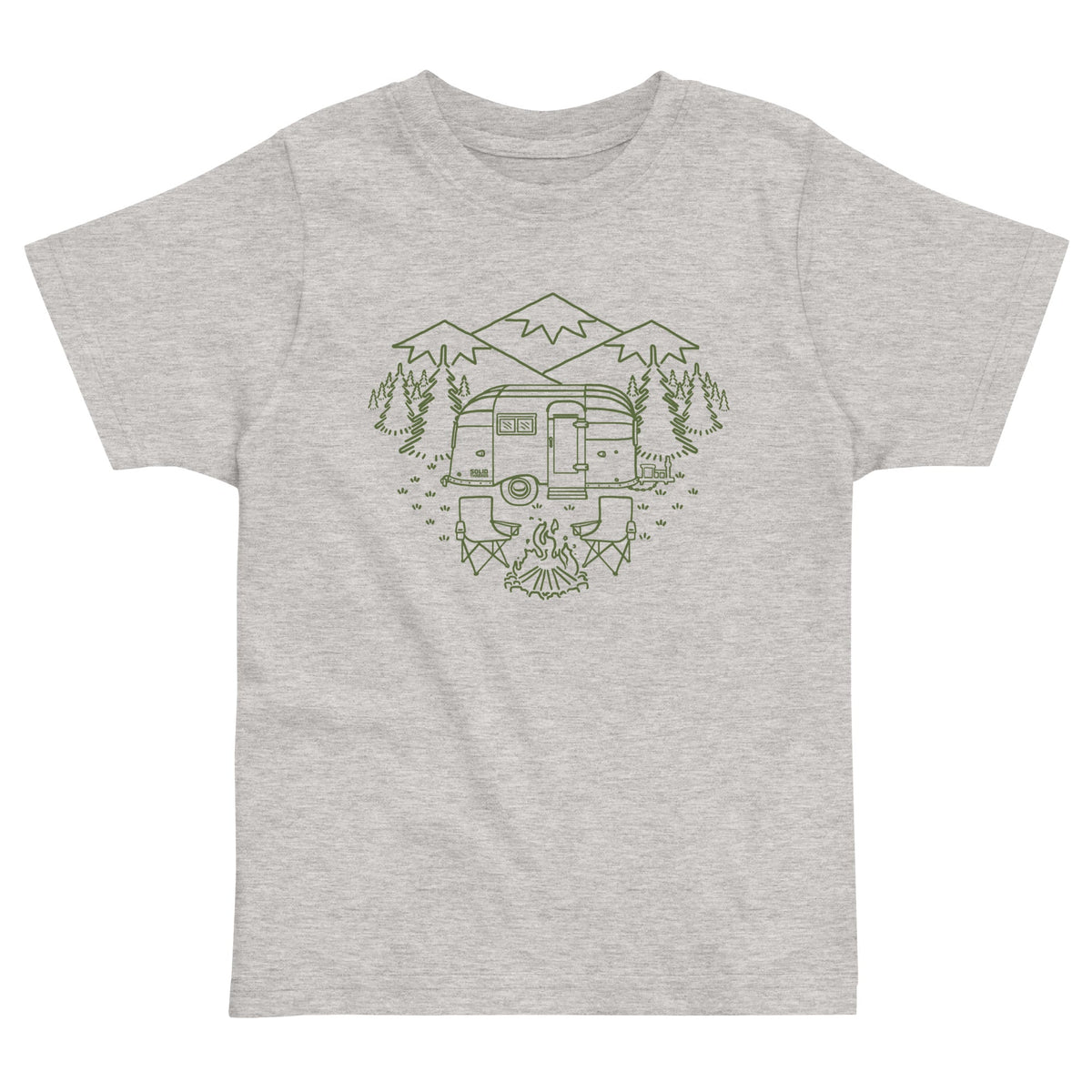 Toddler&#39;s Camp Site Retro Extra Soft T-Shirt | Cool Hiking Mountains Tee  | Solid Threads