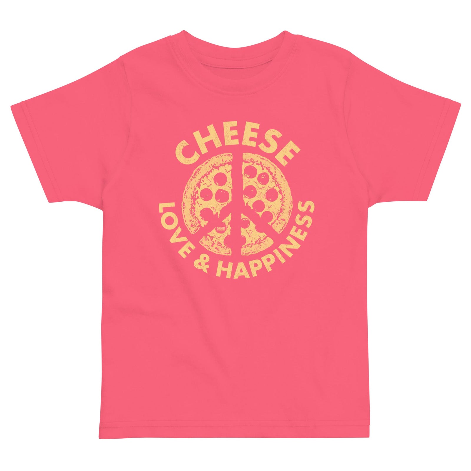 Toddler's Cheese Love Happiness Funny Extra Soft T-Shirt | Retro Pizza Tee | Solid Threads