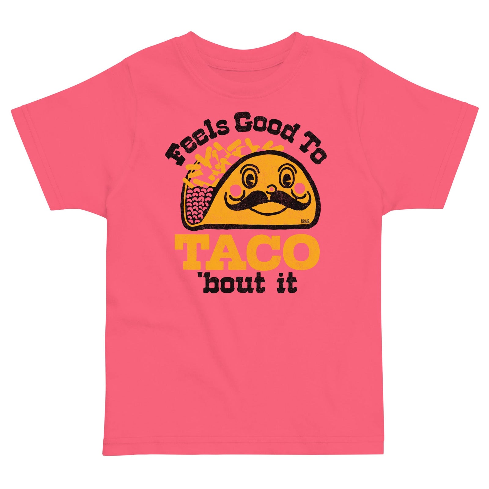 Toddler's Taco Bout It Retro Extra Soft T-Shirt | Funny Mexican Food Tee | Solid Threads