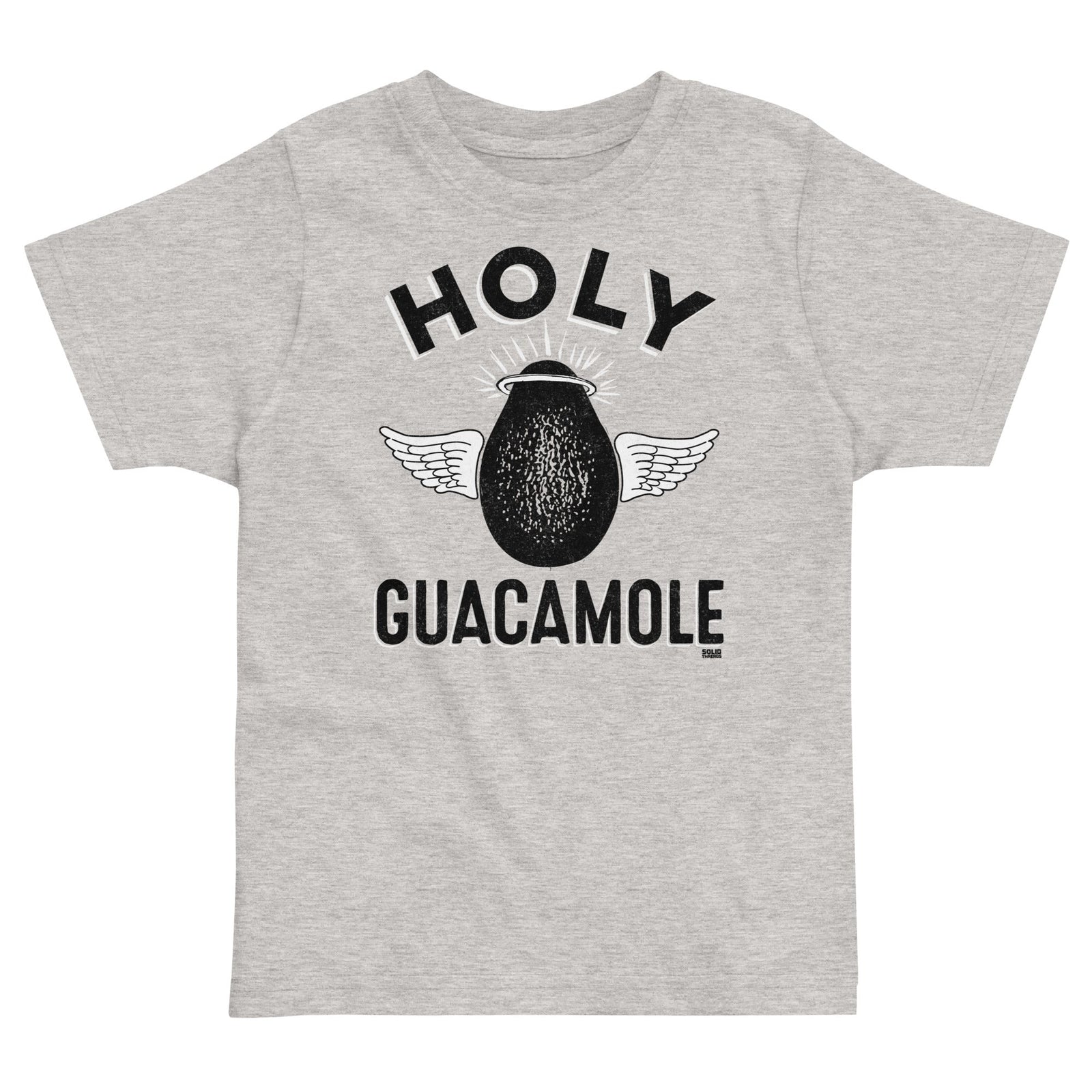 Toddler's Holy Guacamole Retro Food Extra Soft T-Shirt | Funny Avocado Tee On Model | Solid Threads