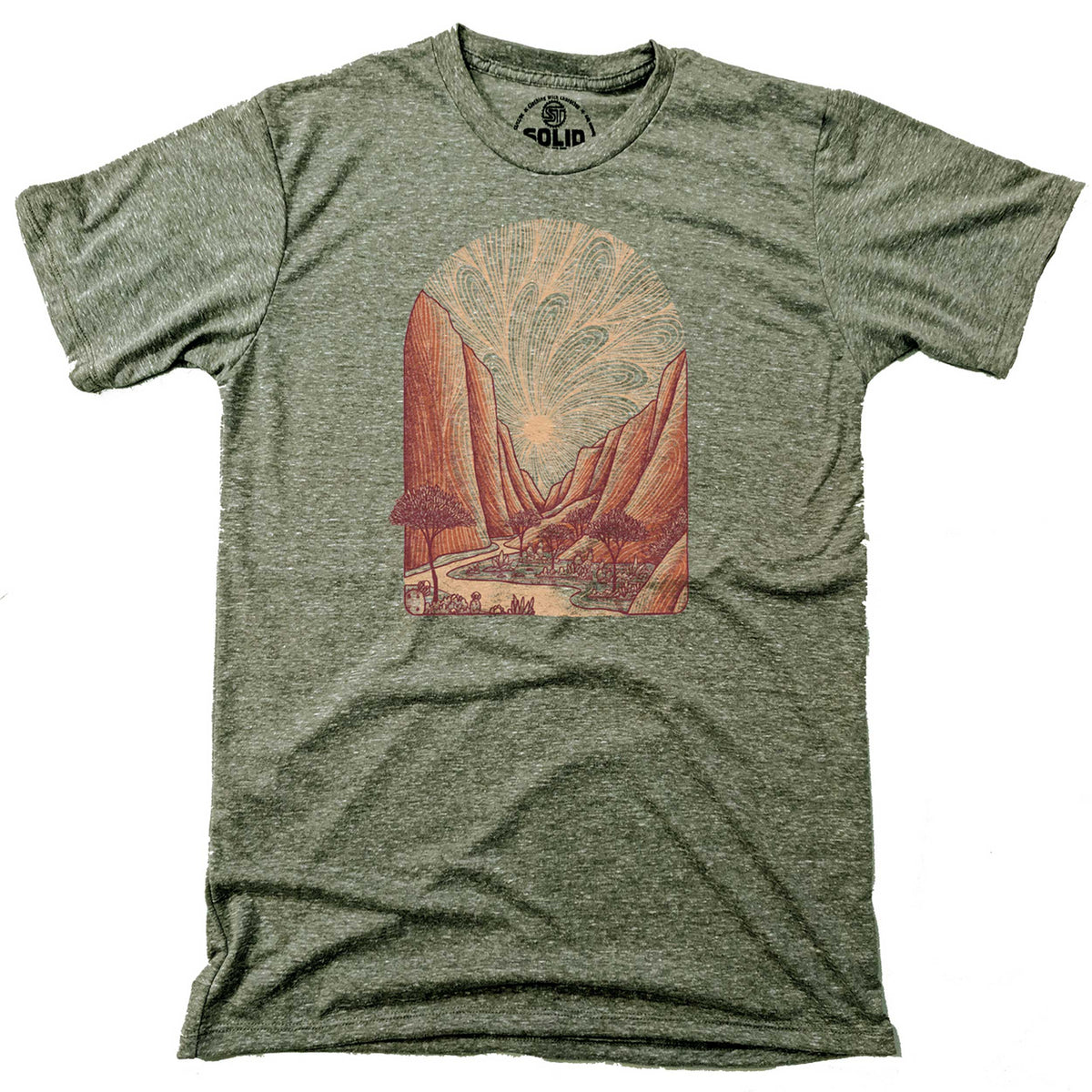 Men&#39;s Zion Vintage Inspired T-Shirt | Retro National Park Graphic Tee | Solid Threads