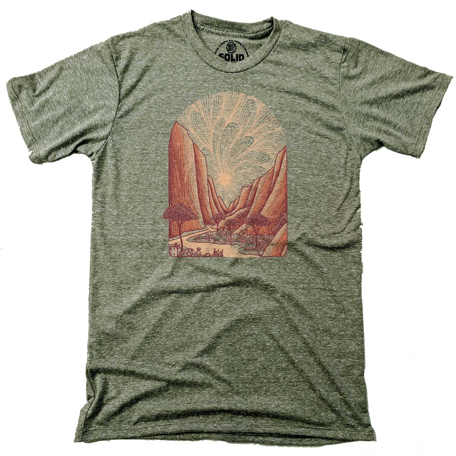 Men's Zion Vintage Inspired T-Shirt | Retro National Park Graphic Tee | Solid Threads