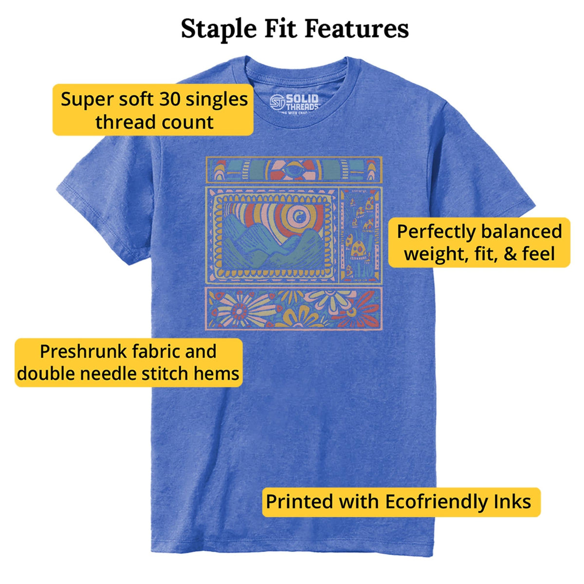Trippy Nature Vintage Staple T-shirt in Royal Heather - Fit Attributes