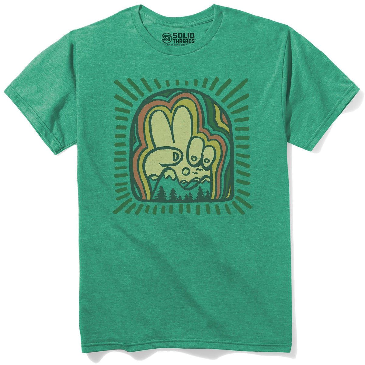 Peace Mountains Vintage Staple T-shirt in Kelly Heather - Front View