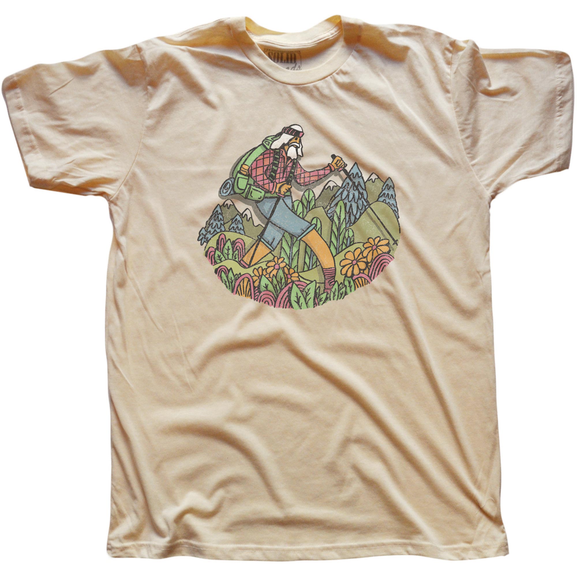 Men's Vintage Wise Hiker Graphic Tee | Retro Hiking T-shirt | Solid Threads