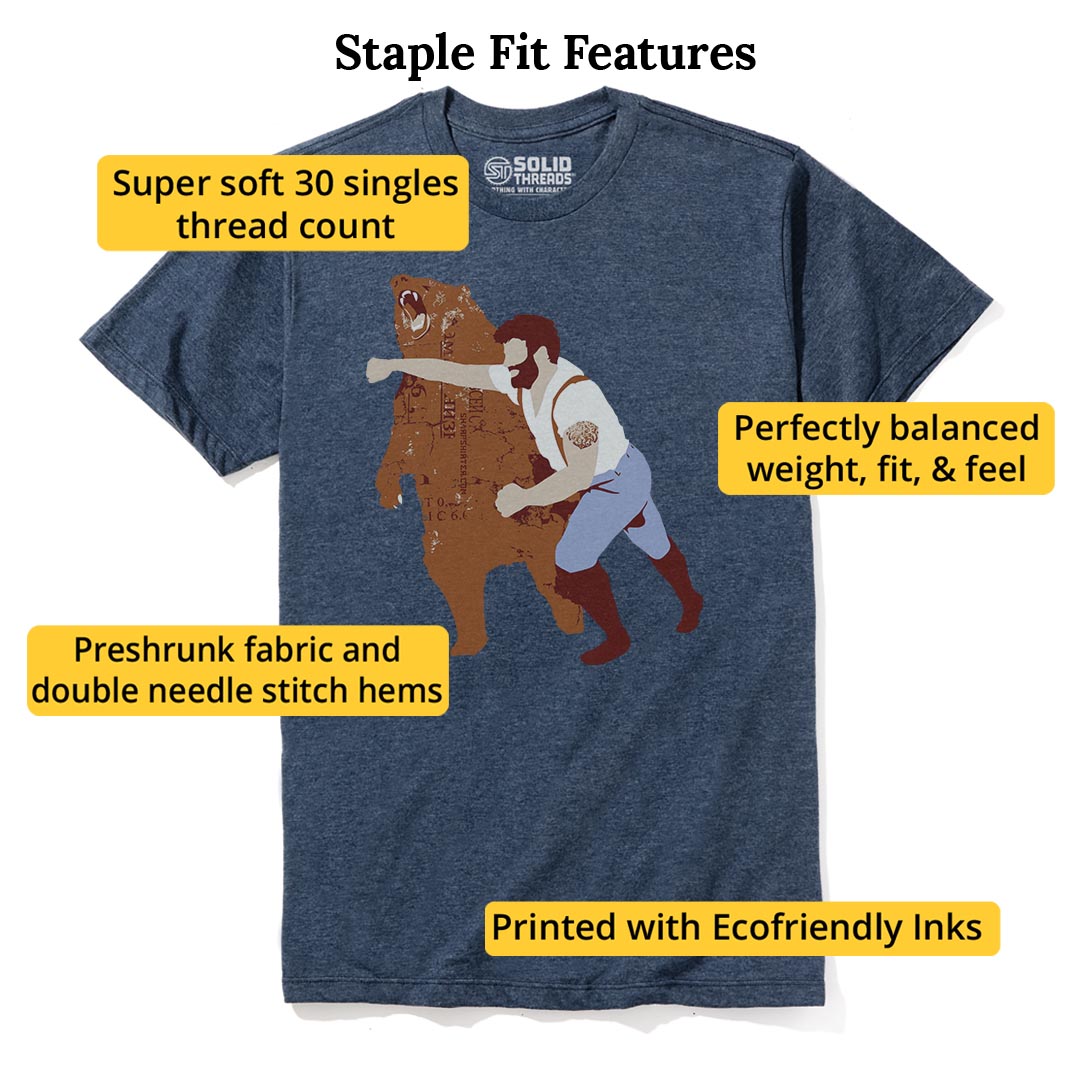 Bear Punch Funny Staple T-shirt in Navy Heather - Fit Attributes