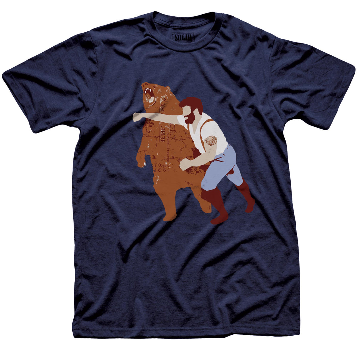 Men&#39;s Bear-Punch Funny Graphic T-Shirt | Cool Animal Fight  Tee | Solid Threads