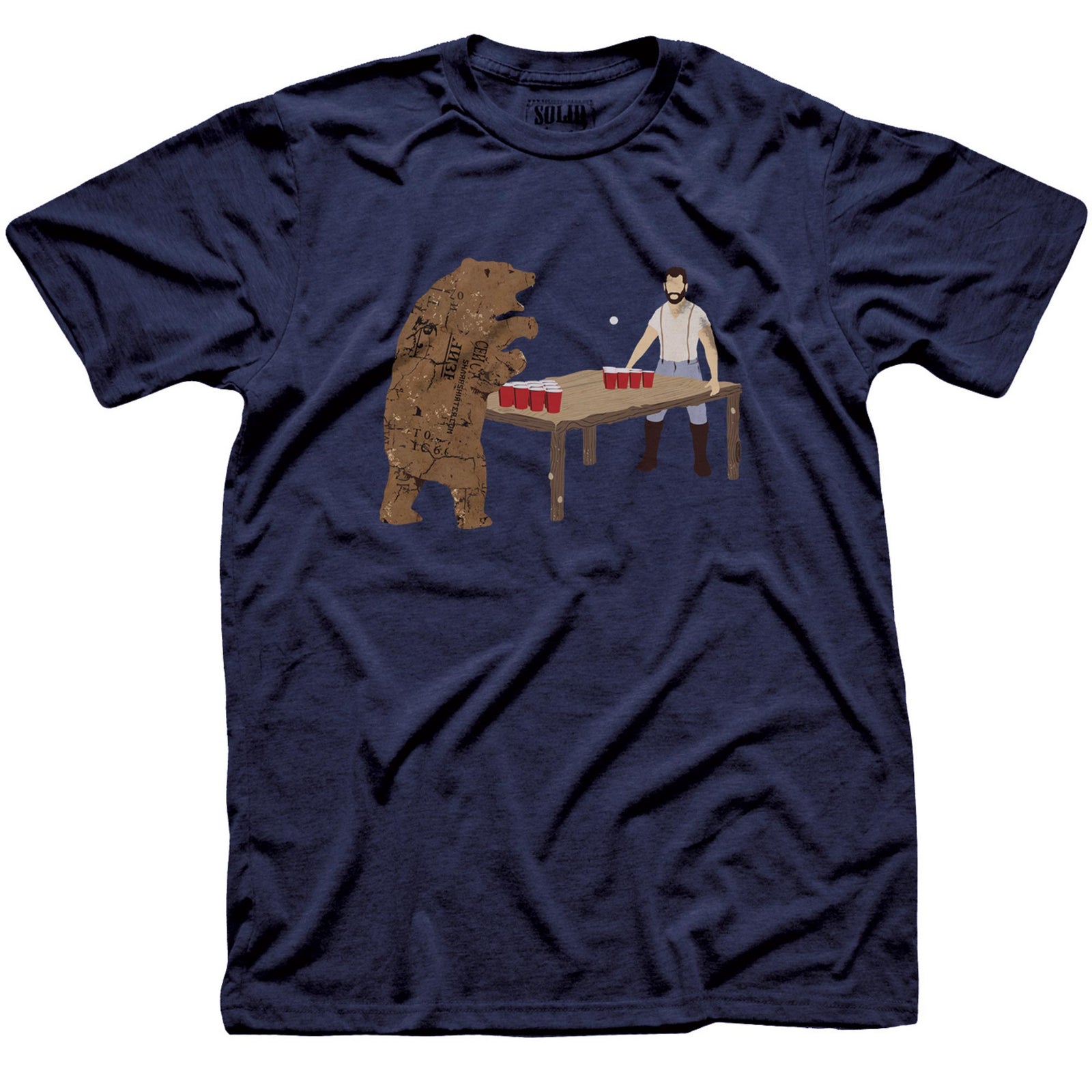 Men's Bear-Pong Funny Graphic T-Shirt | Cool Beer Pong  Tee | Solid Threads
