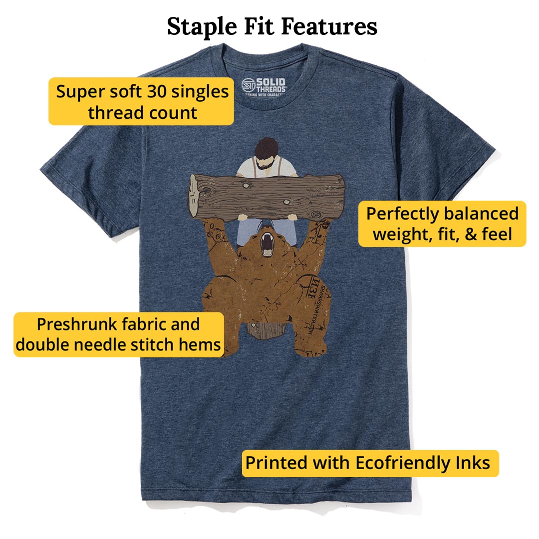Bear Spotting Funny Staple T-shirt in Navy Heather - Fit Attributes