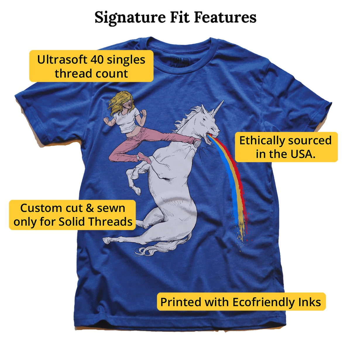 Bloodsport Barbie Funny Signature T-shirt in Royal - Fit Attributes
