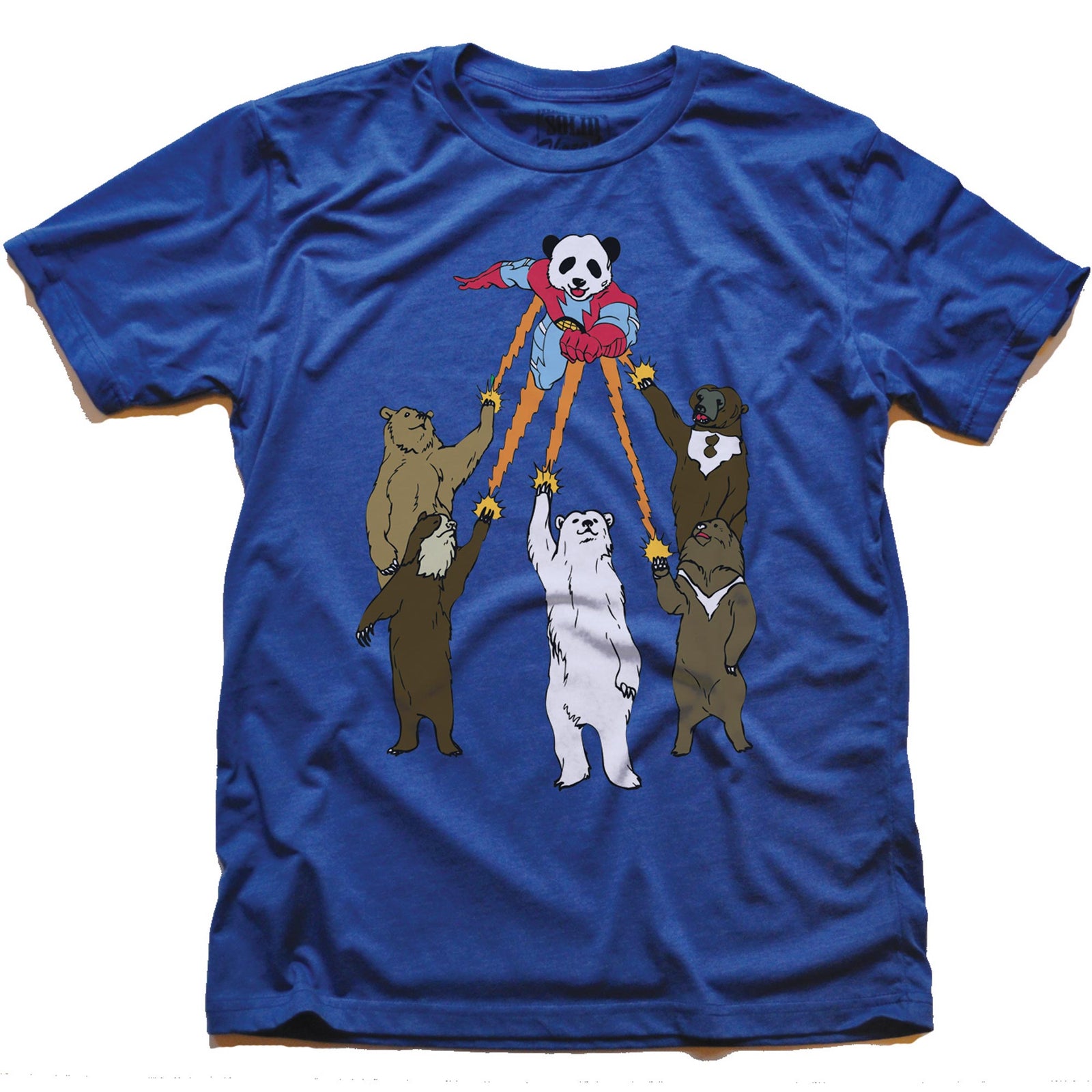 Men's Captain-Panda Funny Graphic T-Shirt | Cool Bear Superhero  Tee | Solid Threads