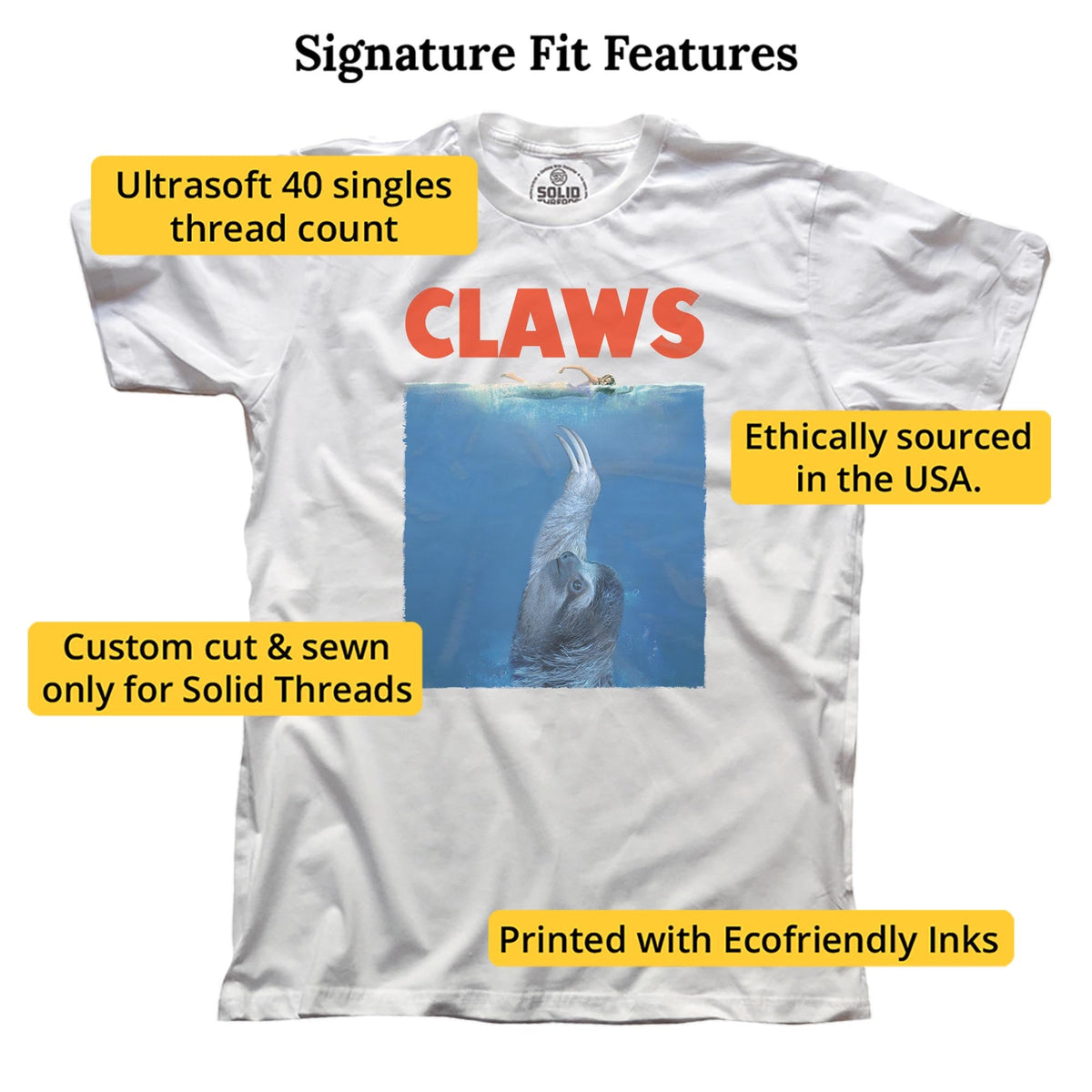 Claws Funny Signature T-shirt in White - Fit Attributes
