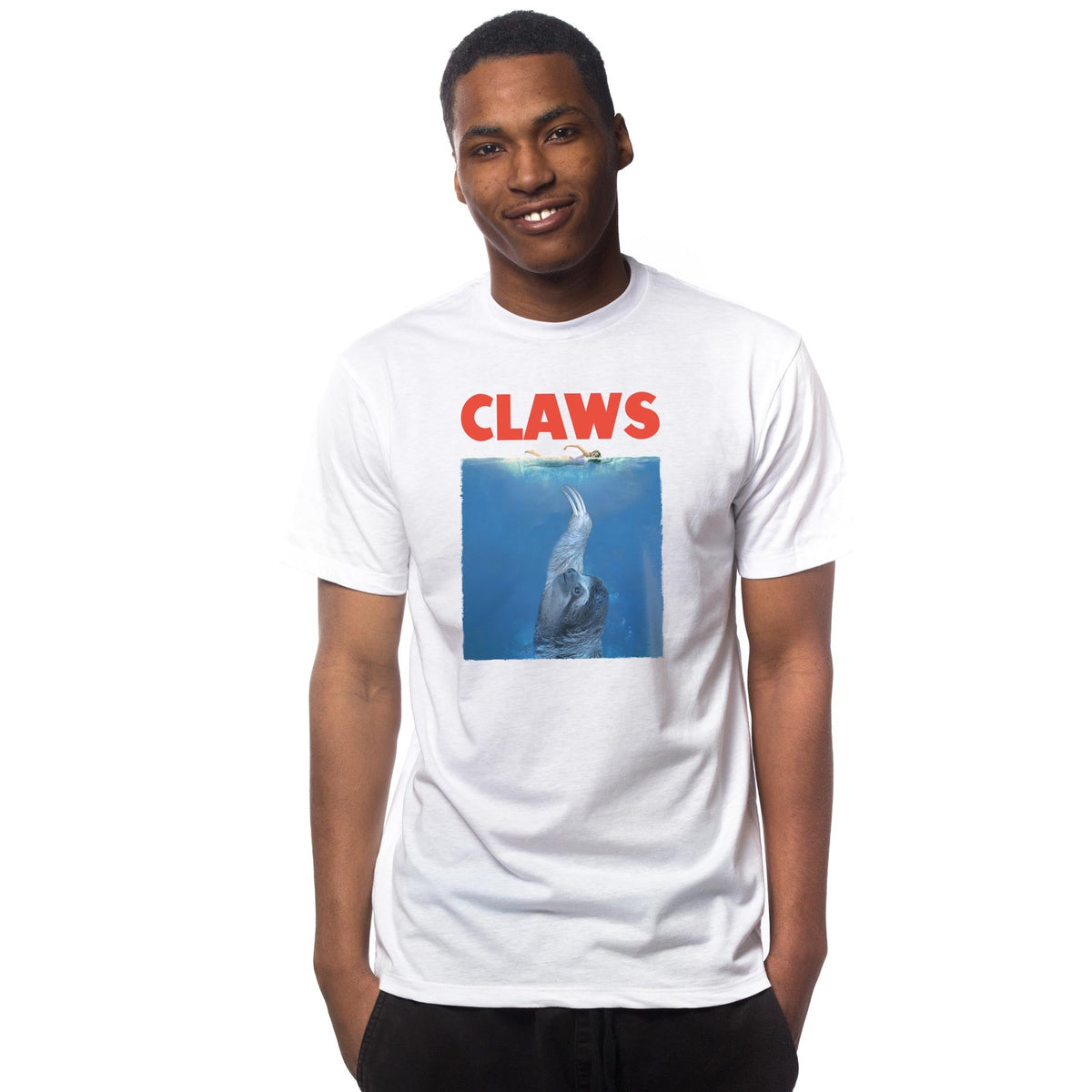 Men's Claws Funny Graphic T-Shirt | Cool Jaws Sloth  Tee on Model | Solid Threads