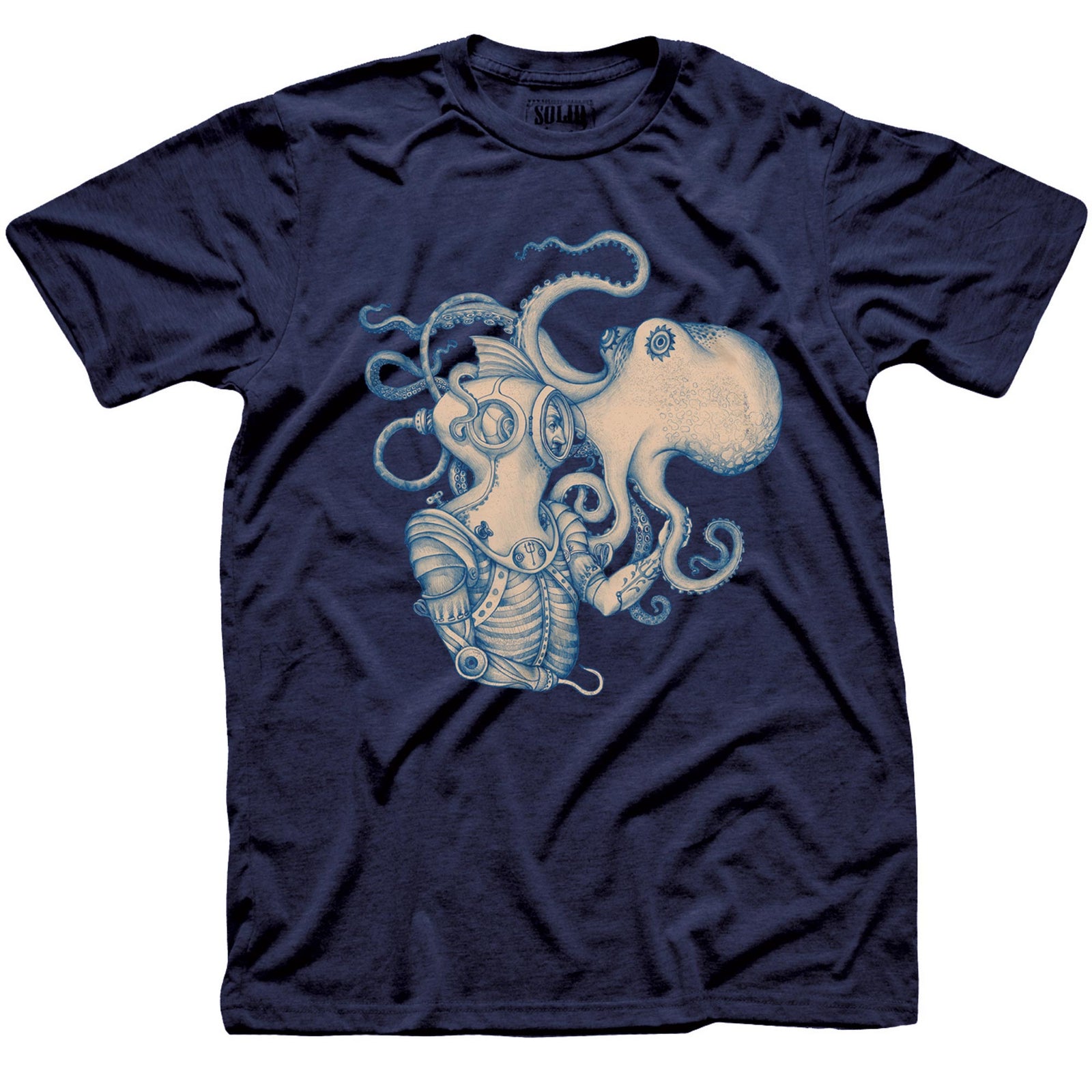 Men's Deep-Sea-Discovery Artistic Graphic T-Shirt | Cool Octopus Scuba  Tee | Solid Threads