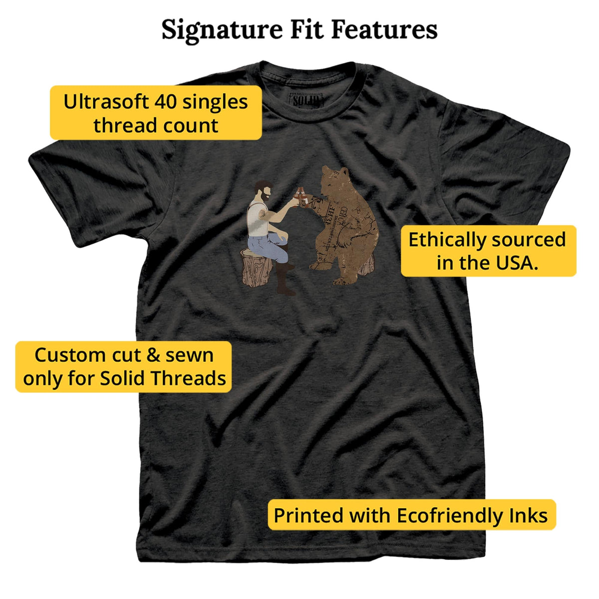 Having A Bear Funny Signature T-shirt in Dark Charcoal - Fit Attributes