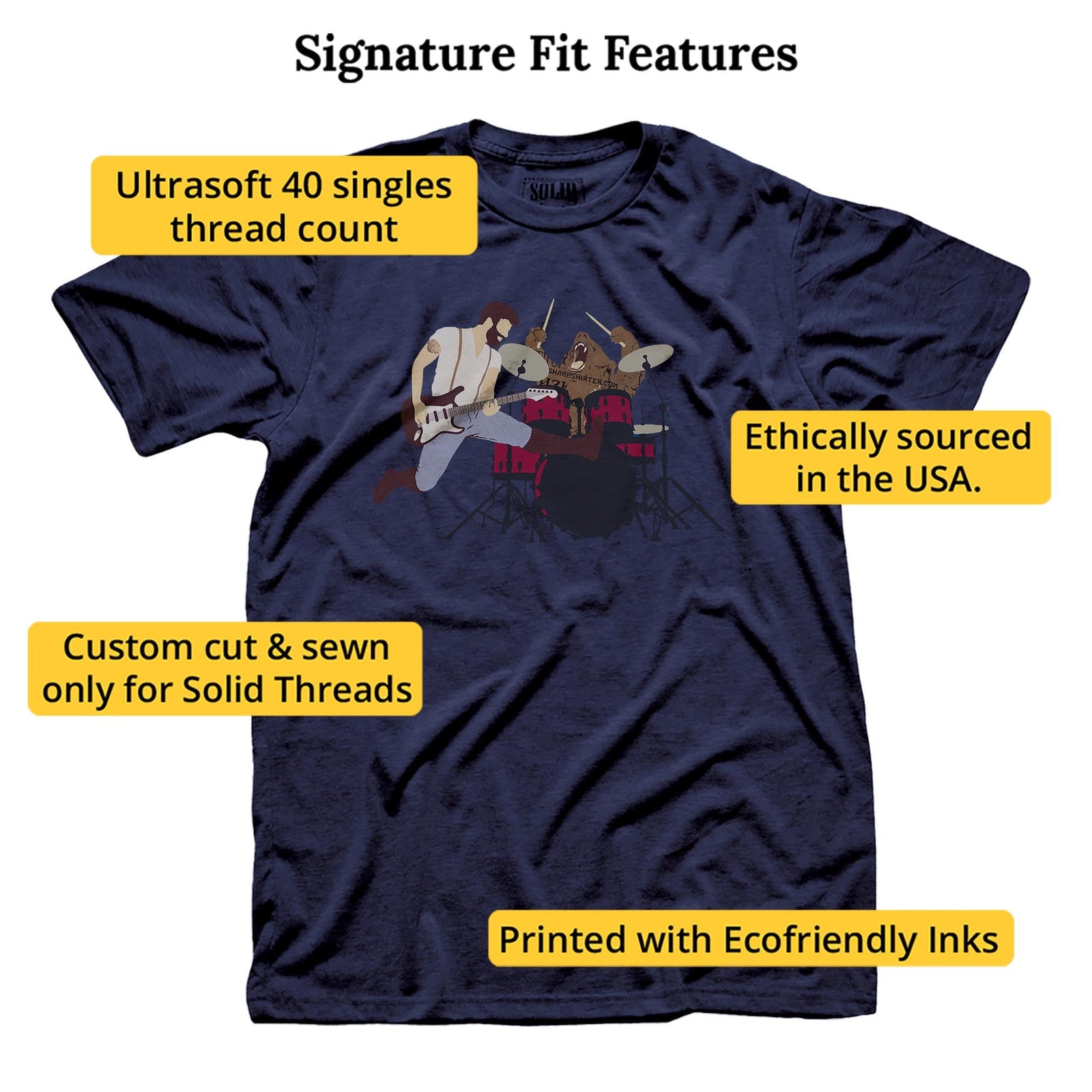 Rock Stars Cool Signature T-shirt in Navy - Fit Attributes