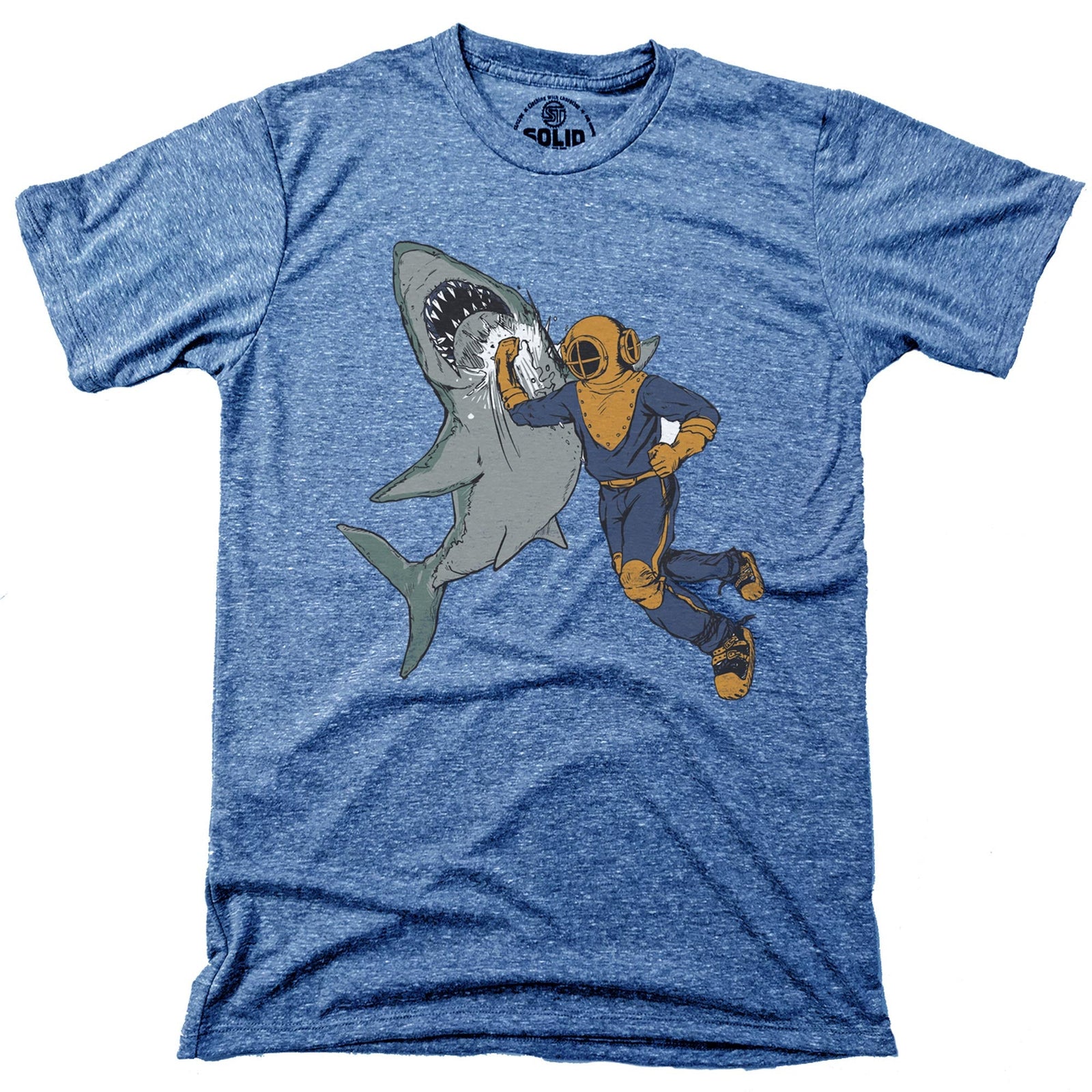 Men's Shark-Punch Funny Graphic T-Shirt | Cool Ocean Scuba  Tee | Solid Threads