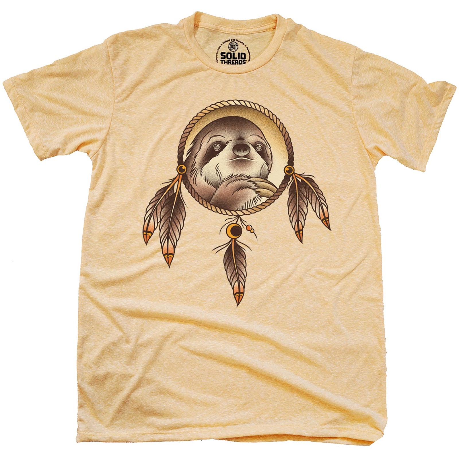 Men's Spirit-Sloth Funny Graphic T-Shirt | Cool Spiritual Animal  Tee | Solid Threads