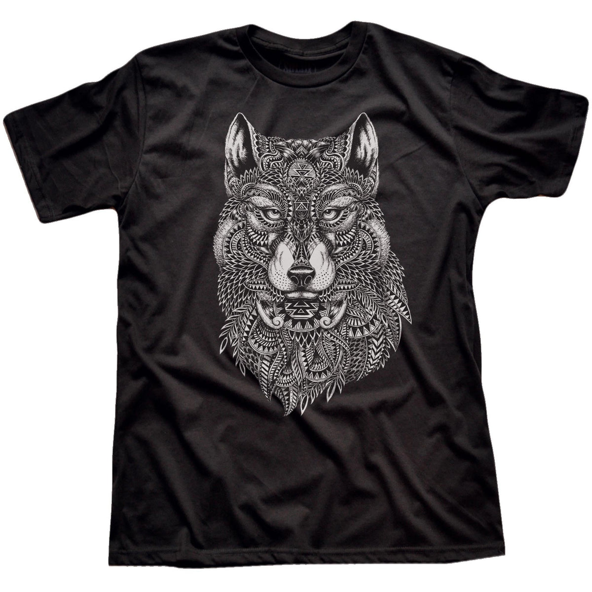 Men&#39;s Tribal-Wolf Artistic Graphic T-Shirt | Cool Animal Art  Tee | Solid Threads