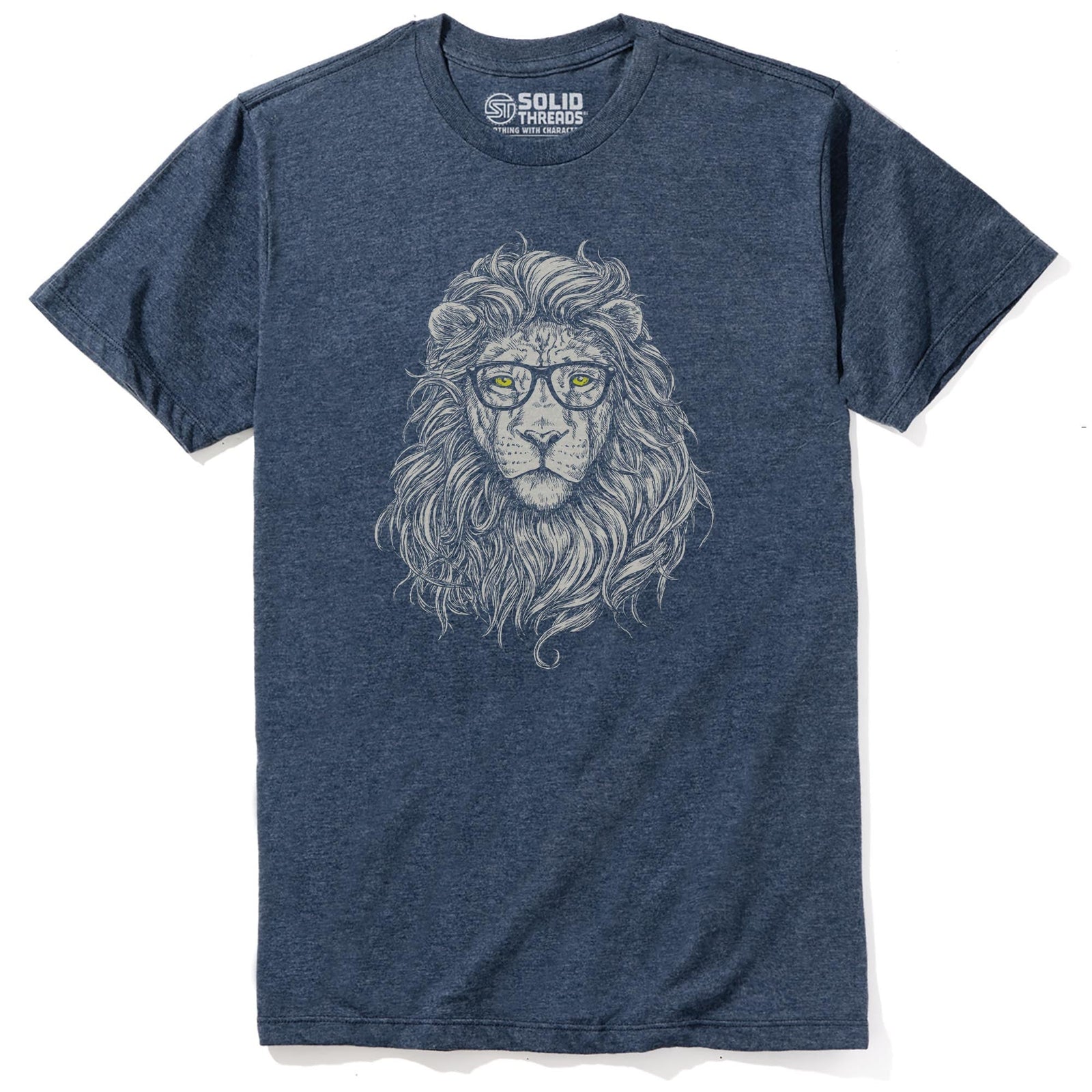 Wise Lion Artistic Staple T-shirt in Navy Heather - Front View