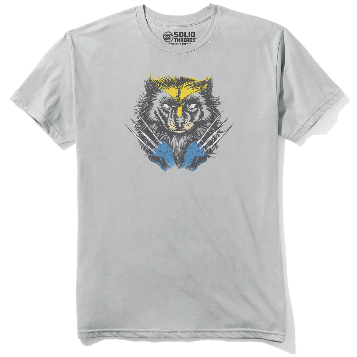 Wolverine Funny Staple T-shirt in Silver - Front View