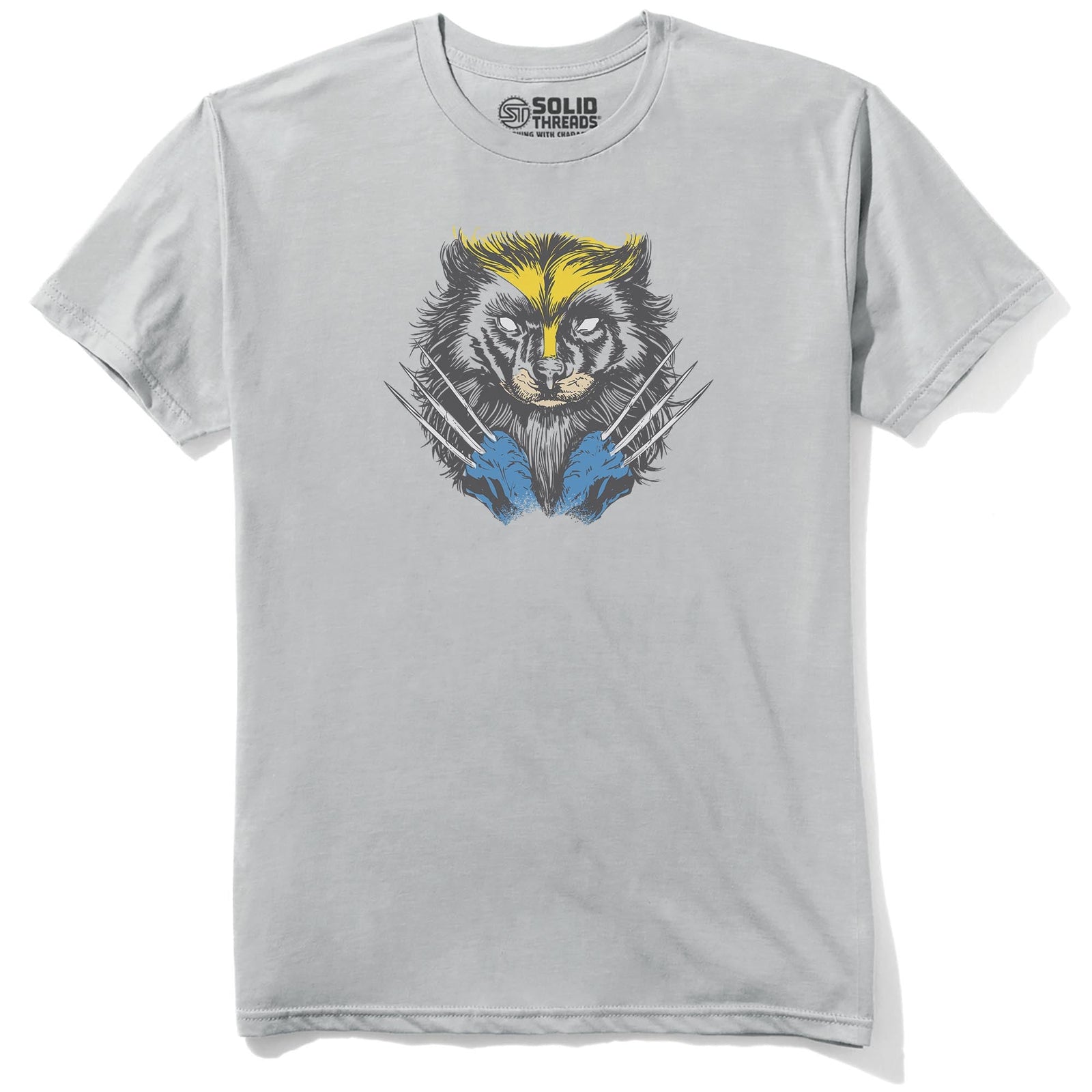 Wolverine Funny Staple T-shirt in Silver - Front View