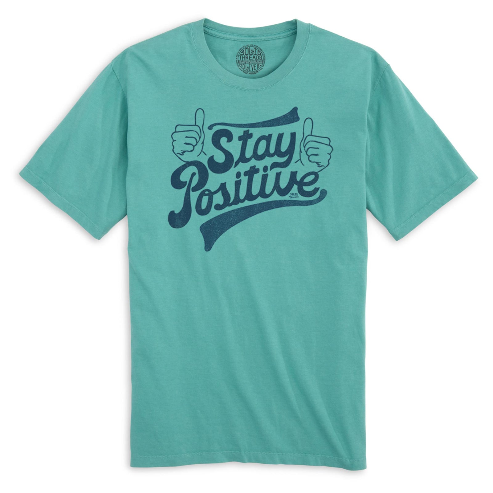 Stay Positive Cool Organic Cotton T-shirt | Retro Wholesome Happiness  Tee | Solid Threads