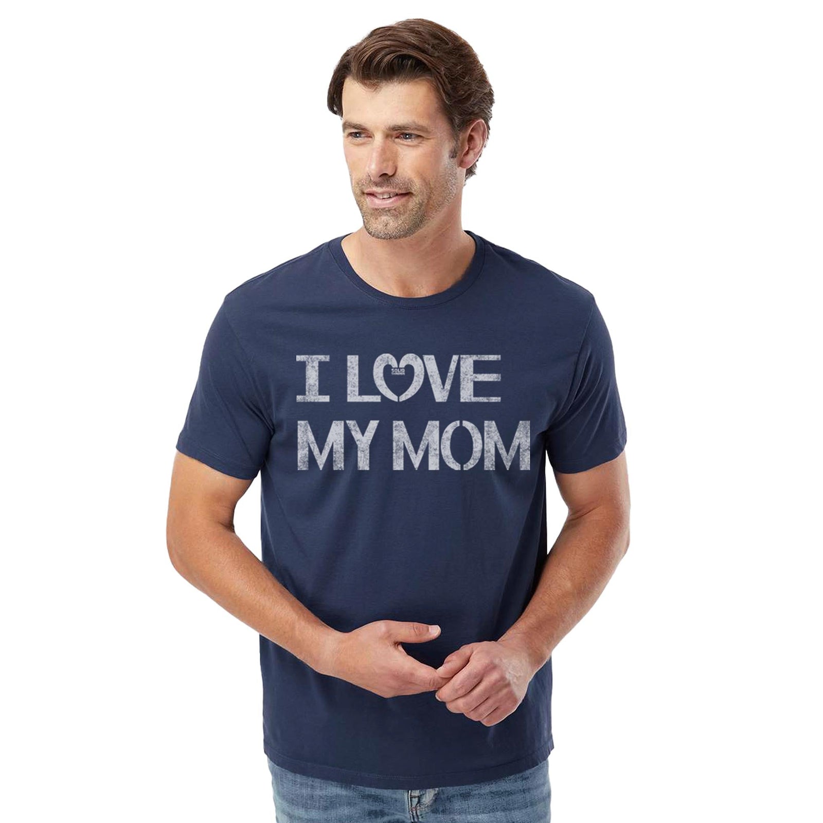 Men's I Love My Mom Vintage Inspired T-Shirt | Retro Loving Family Graphic Tee | Solid Threads