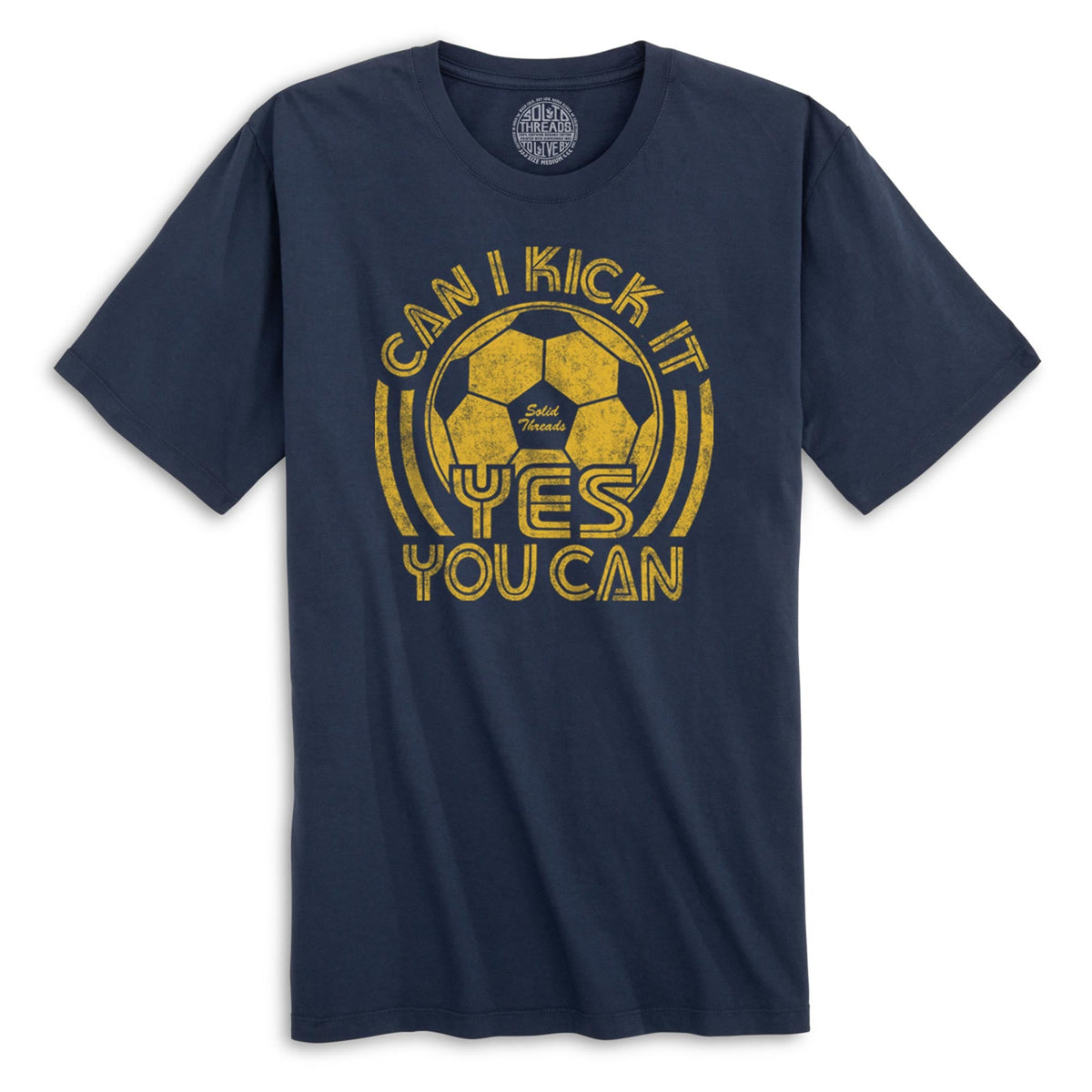 Can I Kick It Yes You Can Vintage Organic Cotton T-shirt | Funny Soccer Music  Tee | Solid Threads