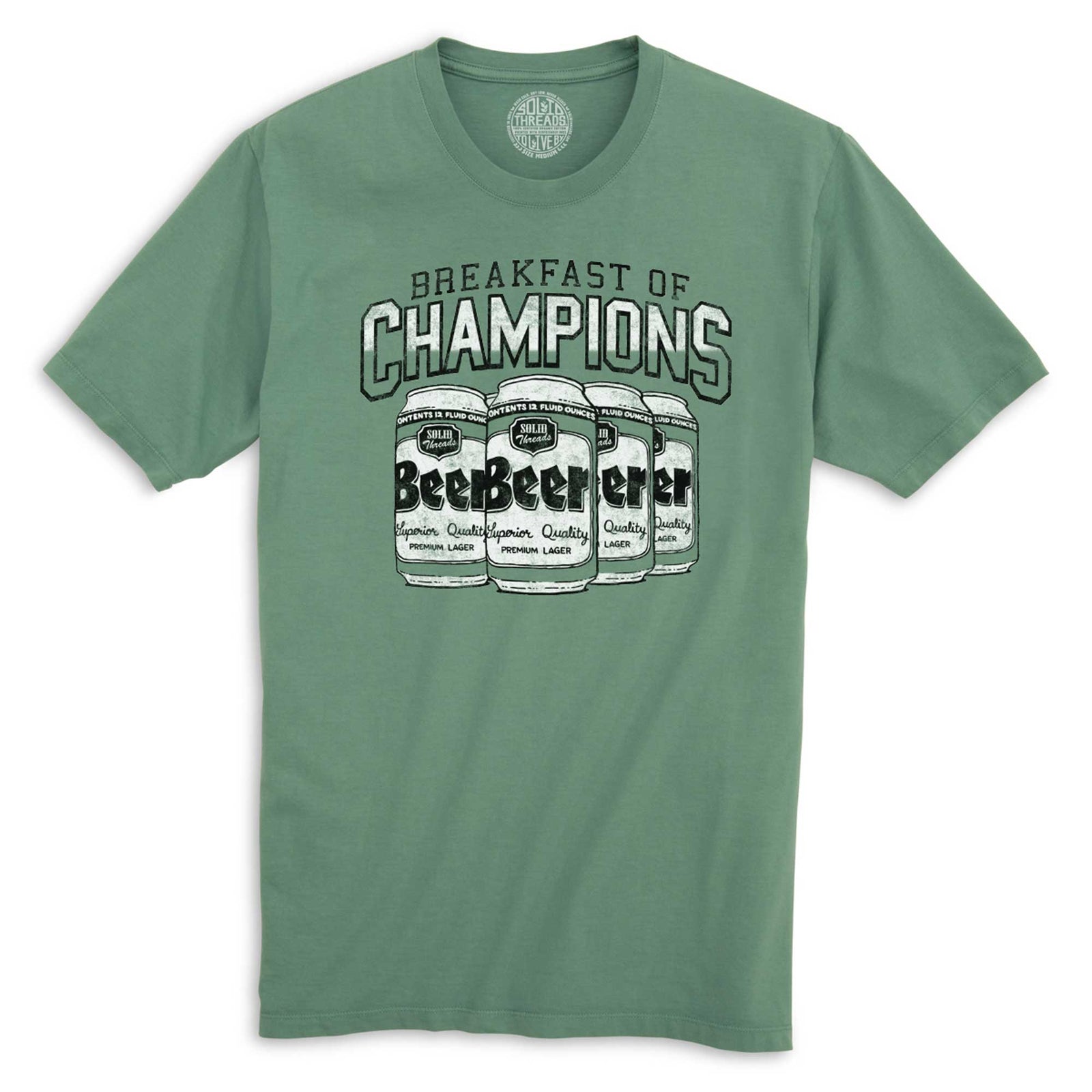 Breakfast Of Champions Vintage Organic Cotton T-shirt | Funny Drinking   Tee | Solid Threads