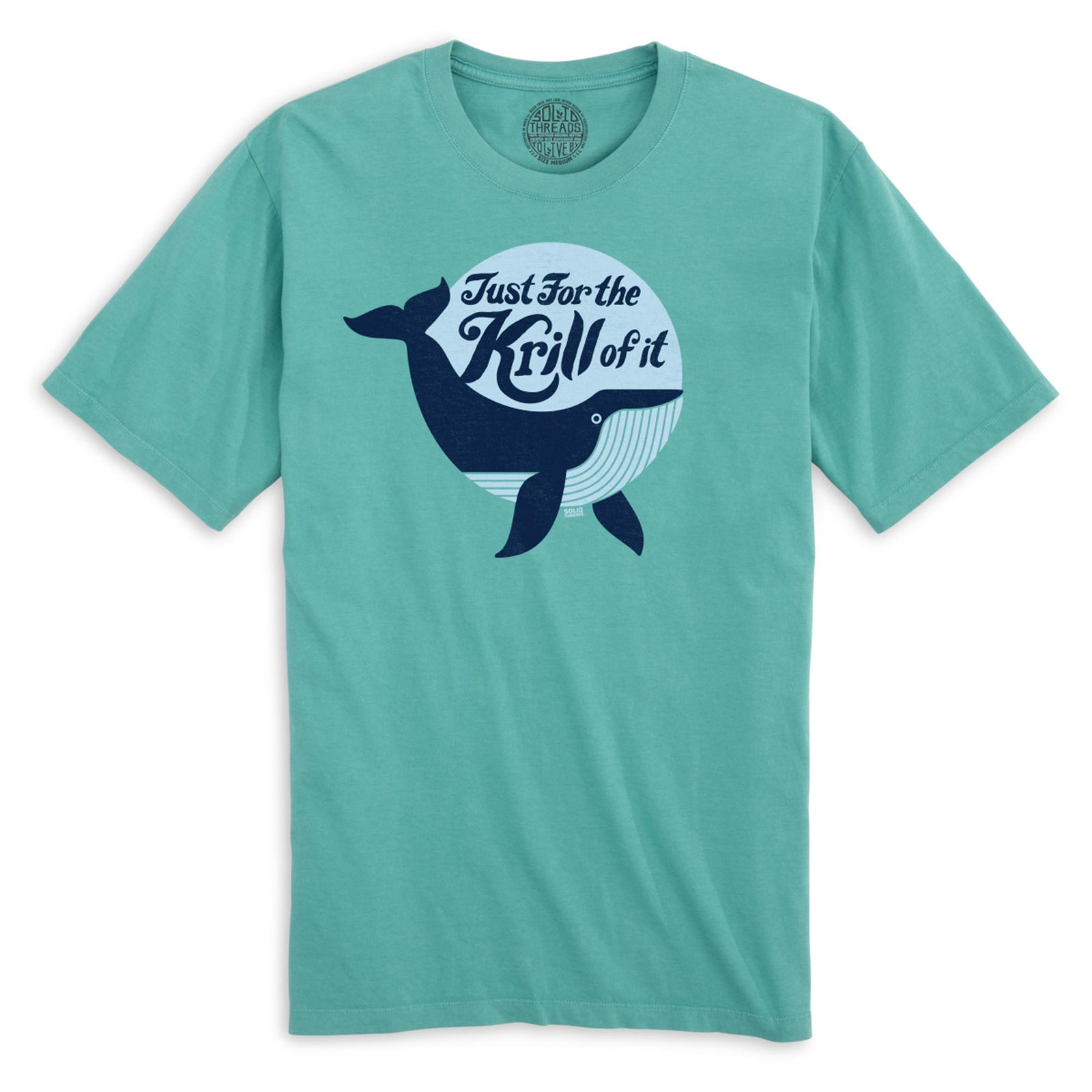 Just For The Krill Of It Retro Organic Cotton T-shirt | Funny Whale   Tee | Solid Threads