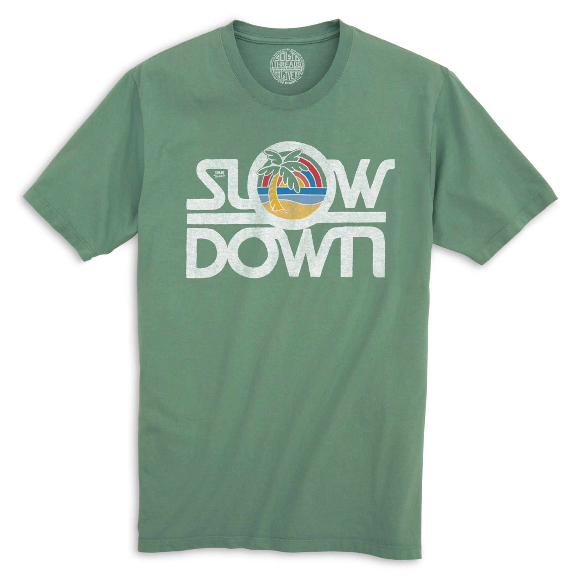 Slow Down Vintage Organic Cotton T-shirt | Cool Tropical Beach  Tee | Solid Threads