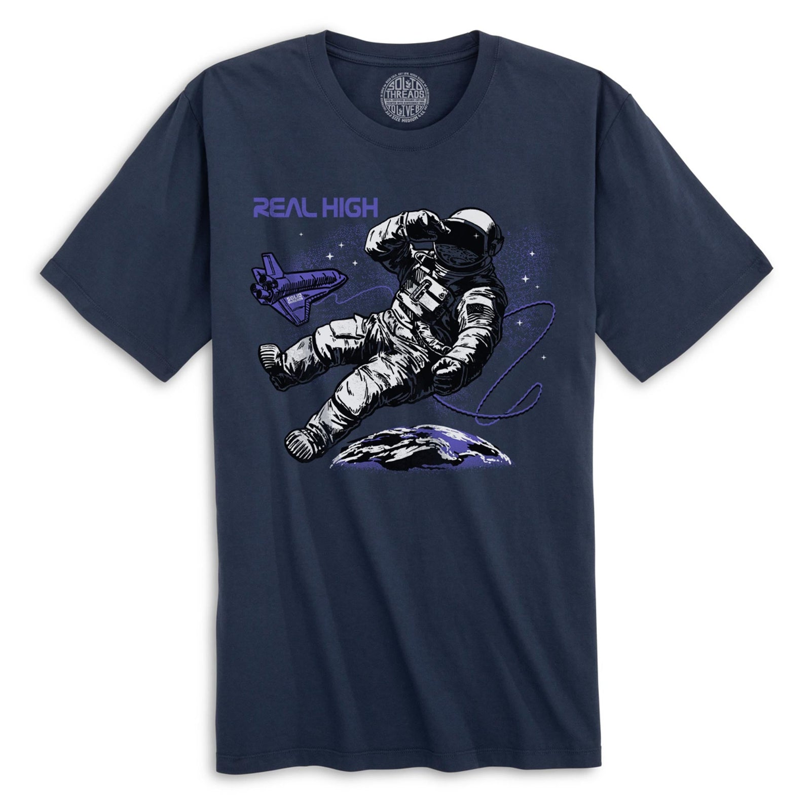 Real High Vintage Organic Cotton T-shirt | Funny Marijuana   Tee | Solid Threads