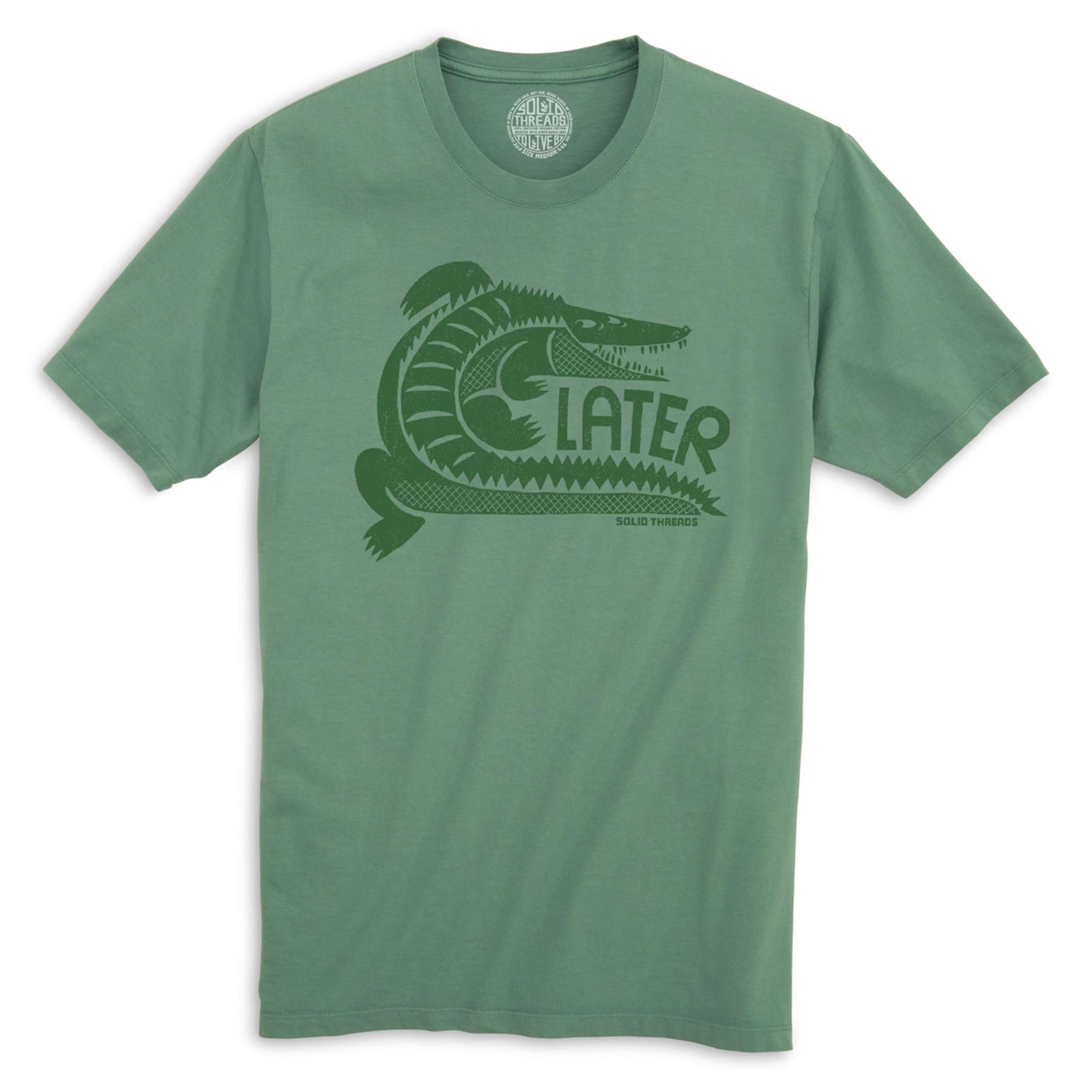 Later Gator Vintage Organic Cotton T-shirt | Cool Animal Beach  Tee | Solid Threads