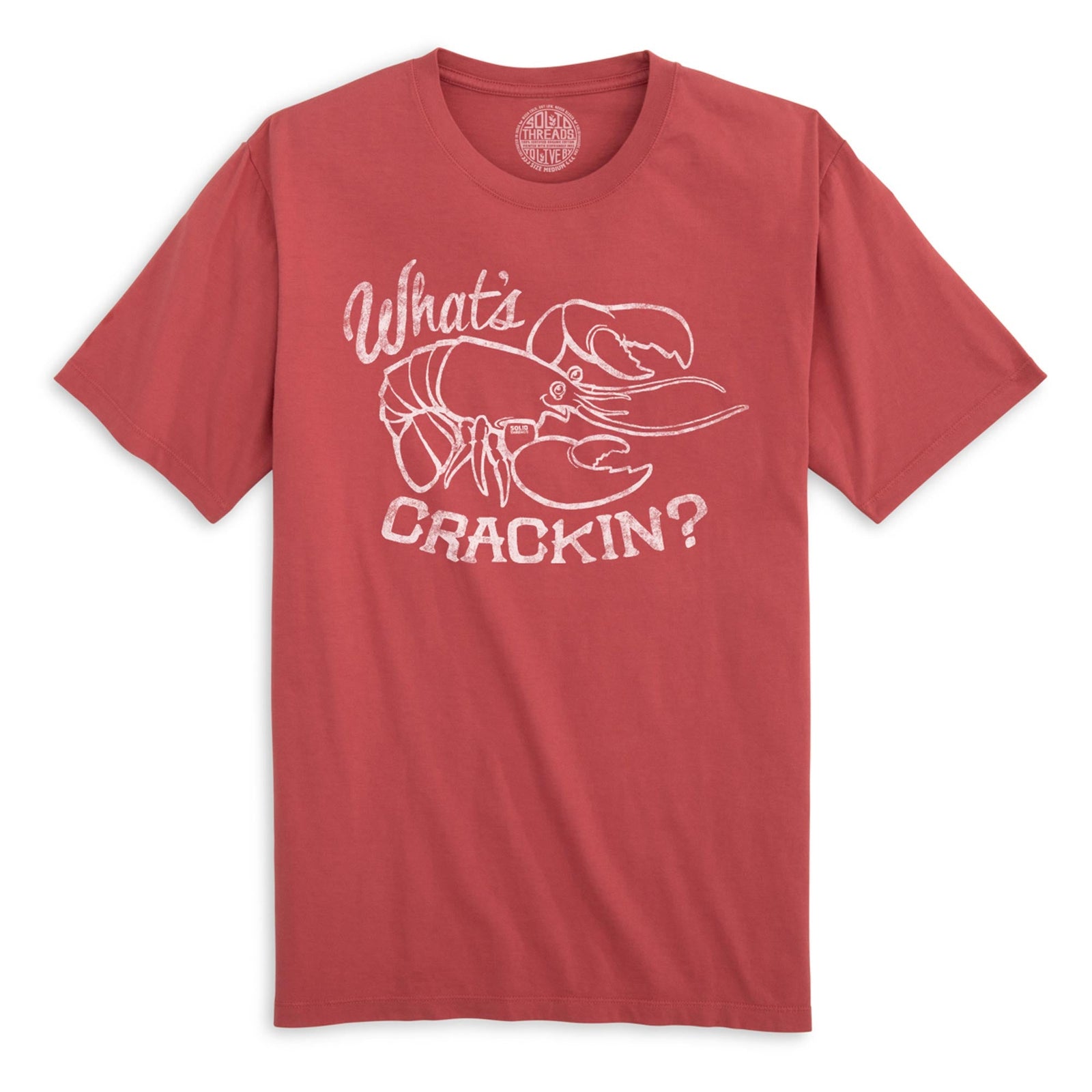 What's Crackin Funny Organic Cotton T-shirt | Vintage Crawfish   Tee | Solid Threads