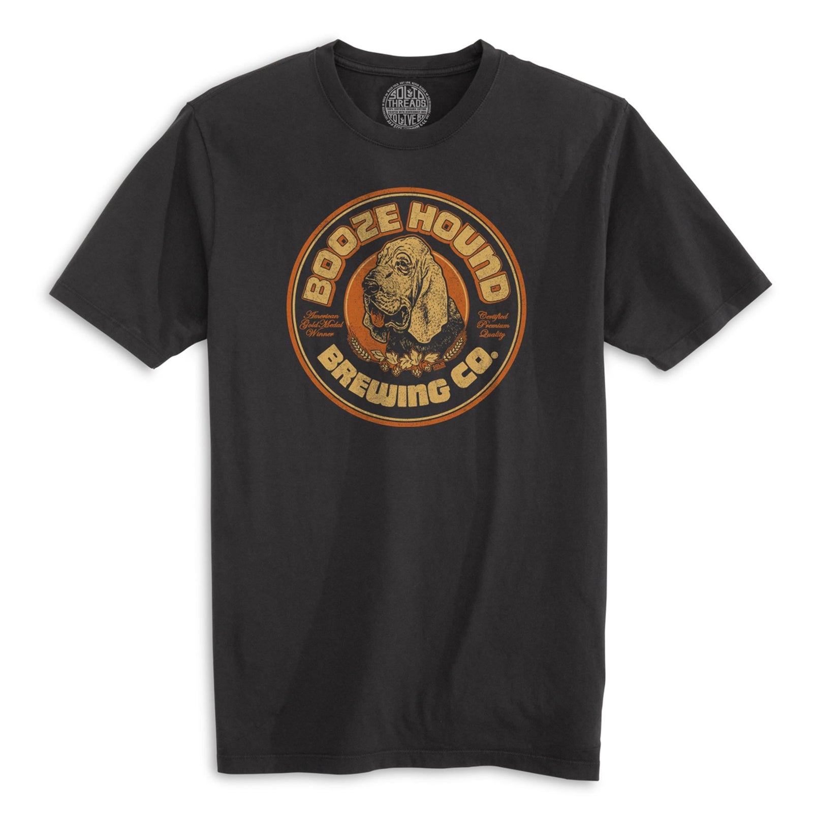 Men's Boozehound Brewing Company Vintage Graphic Tee | Funny Drinking Pun T-Shirt | Solid Threads