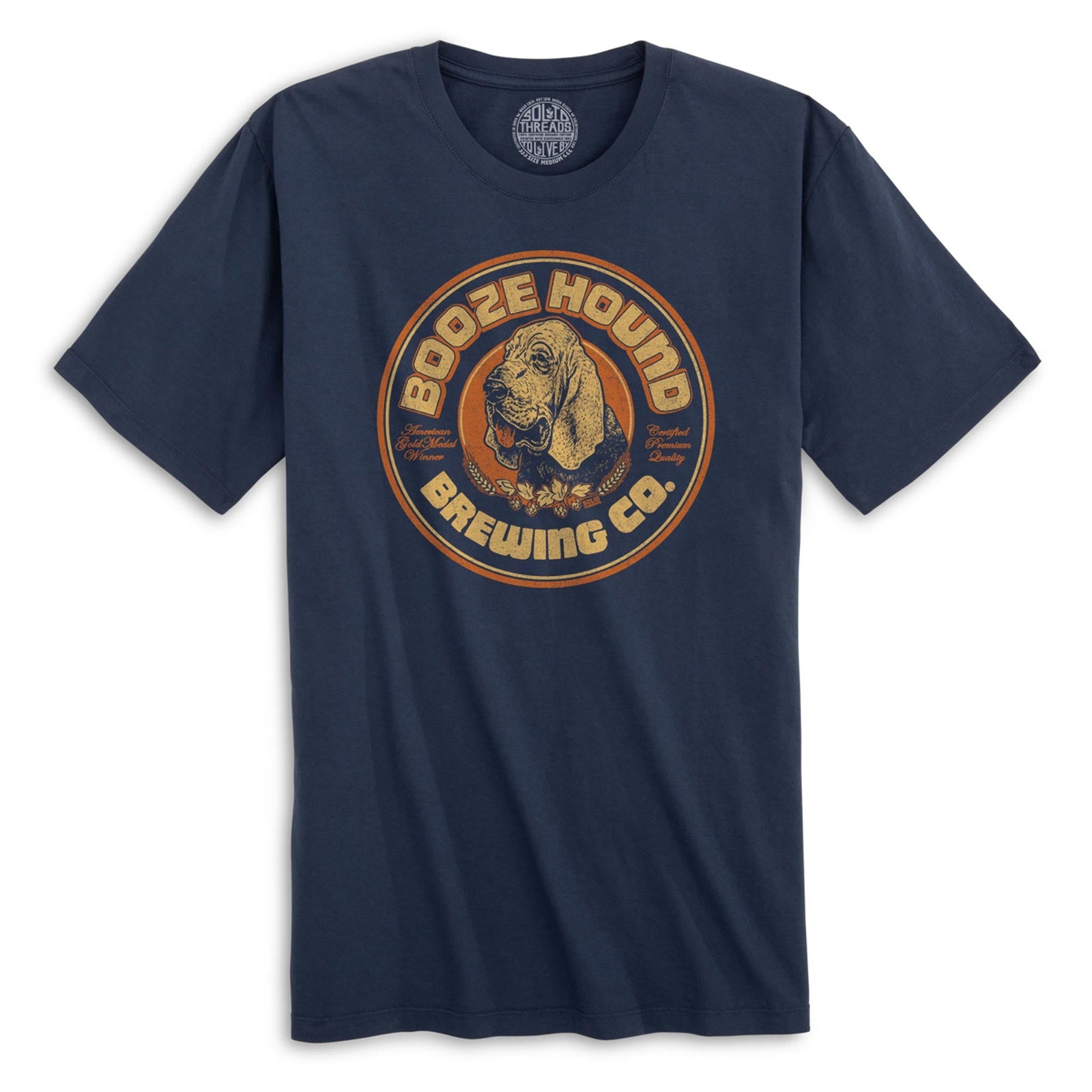 Boozehound Brewing Co. Vintage Organic Cotton T-shirt | Funny Drinking   Tee | Solid Threads