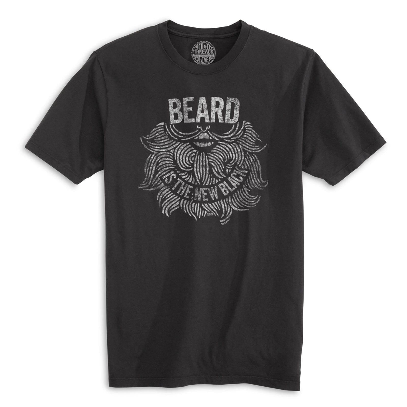 Beard Is The New Black Vintage Organic Cotton T-shirt | Funny Hipster   Tee | Solid Threads
