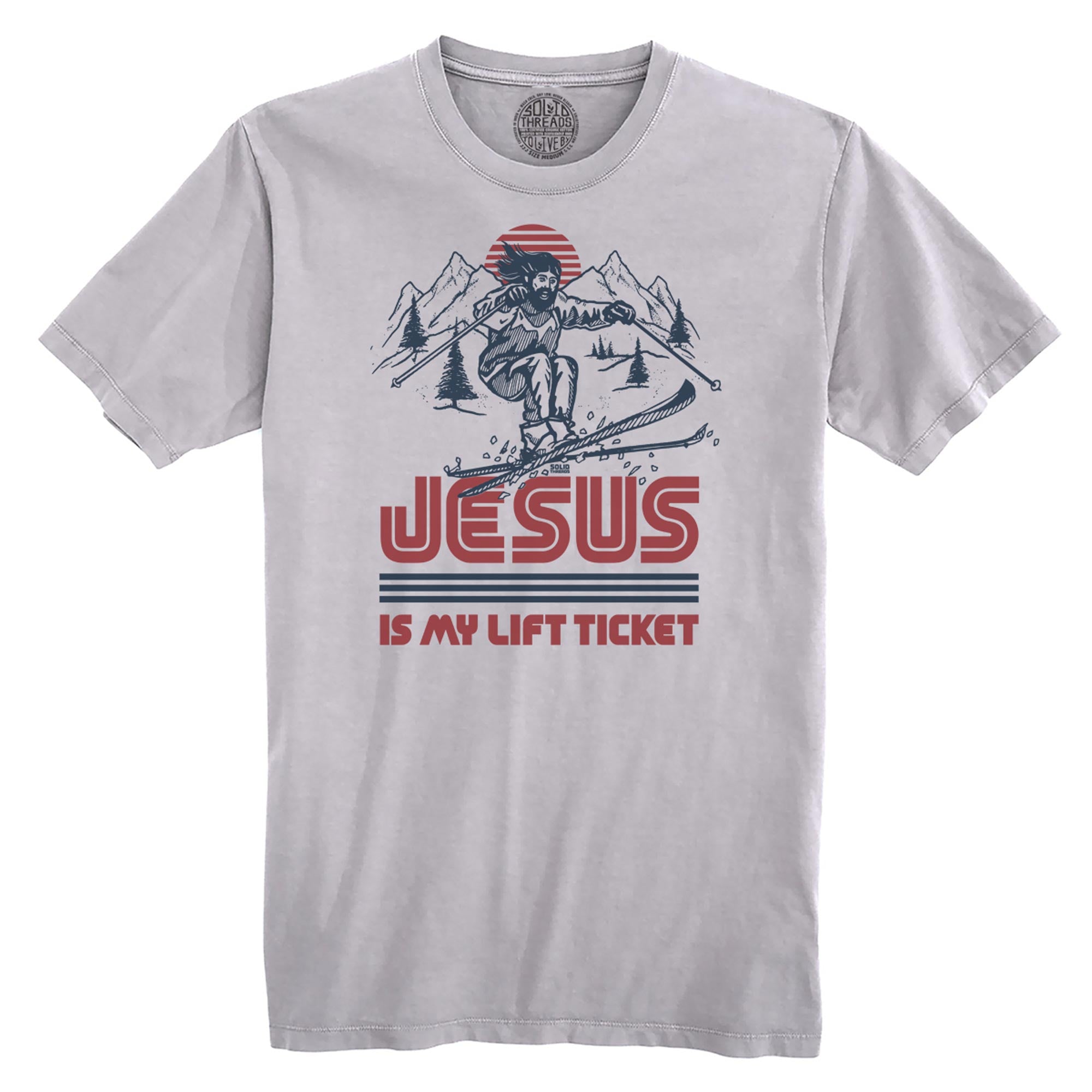 Jesus Is My Lift Ticket Funny Organic Cotton T-shirt | Cool Skiing   Tee | Solid Threads