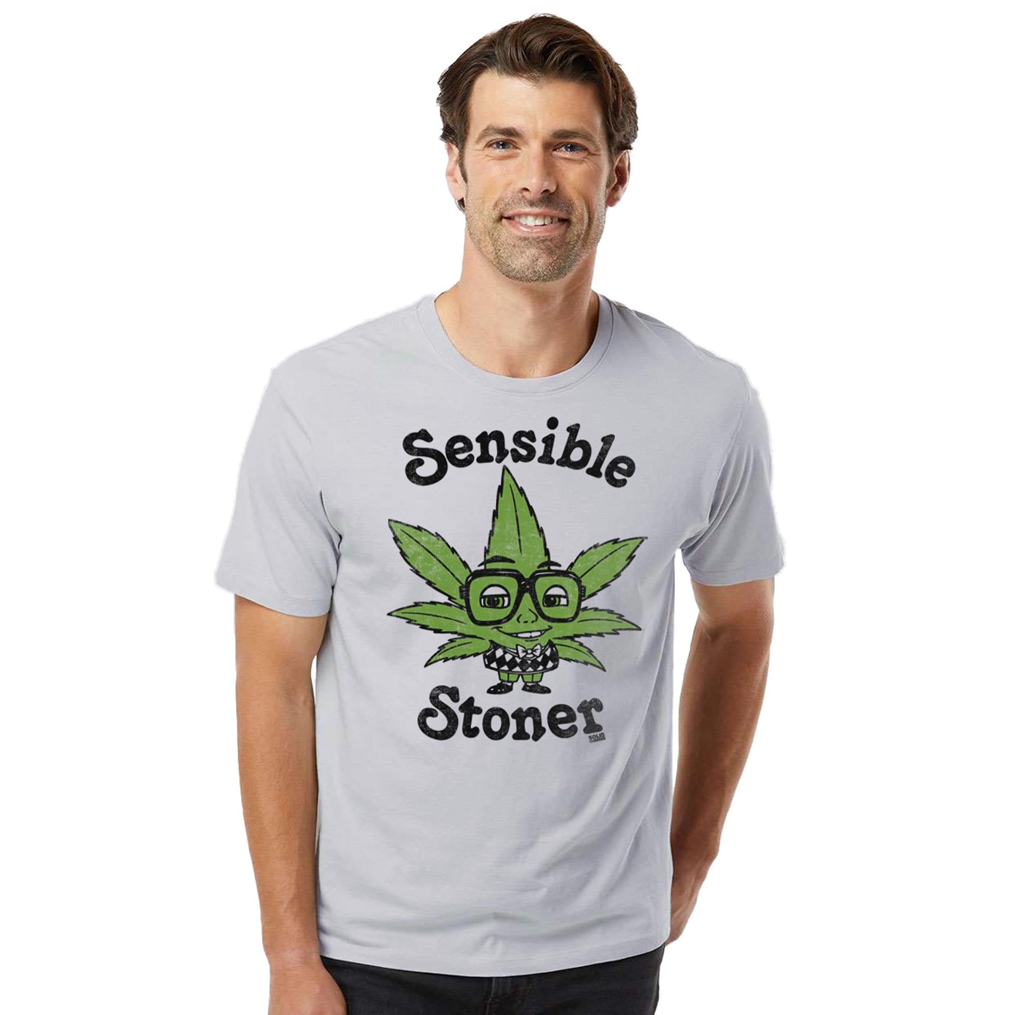 Sensible Stoner Vintage Organic Cotton T-shirt | Funny Marijuana   Tee On Model | Solid Threads