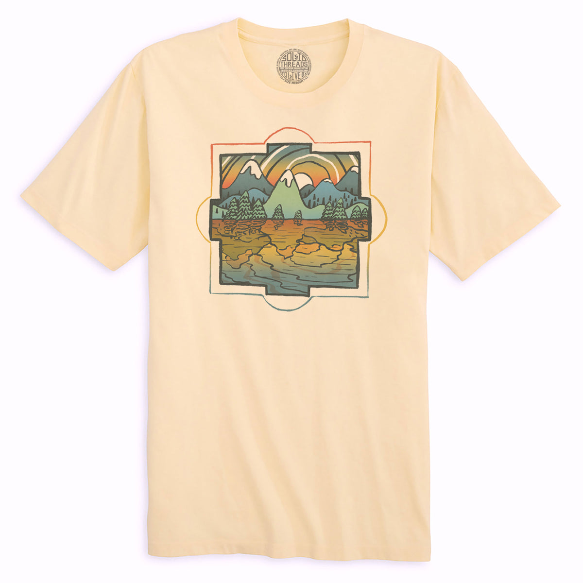 Reflections | Design By Dylan Fant Cool Organic Cotton T-shirt | Vintage Artsy Landscape Tee | Solid Threads