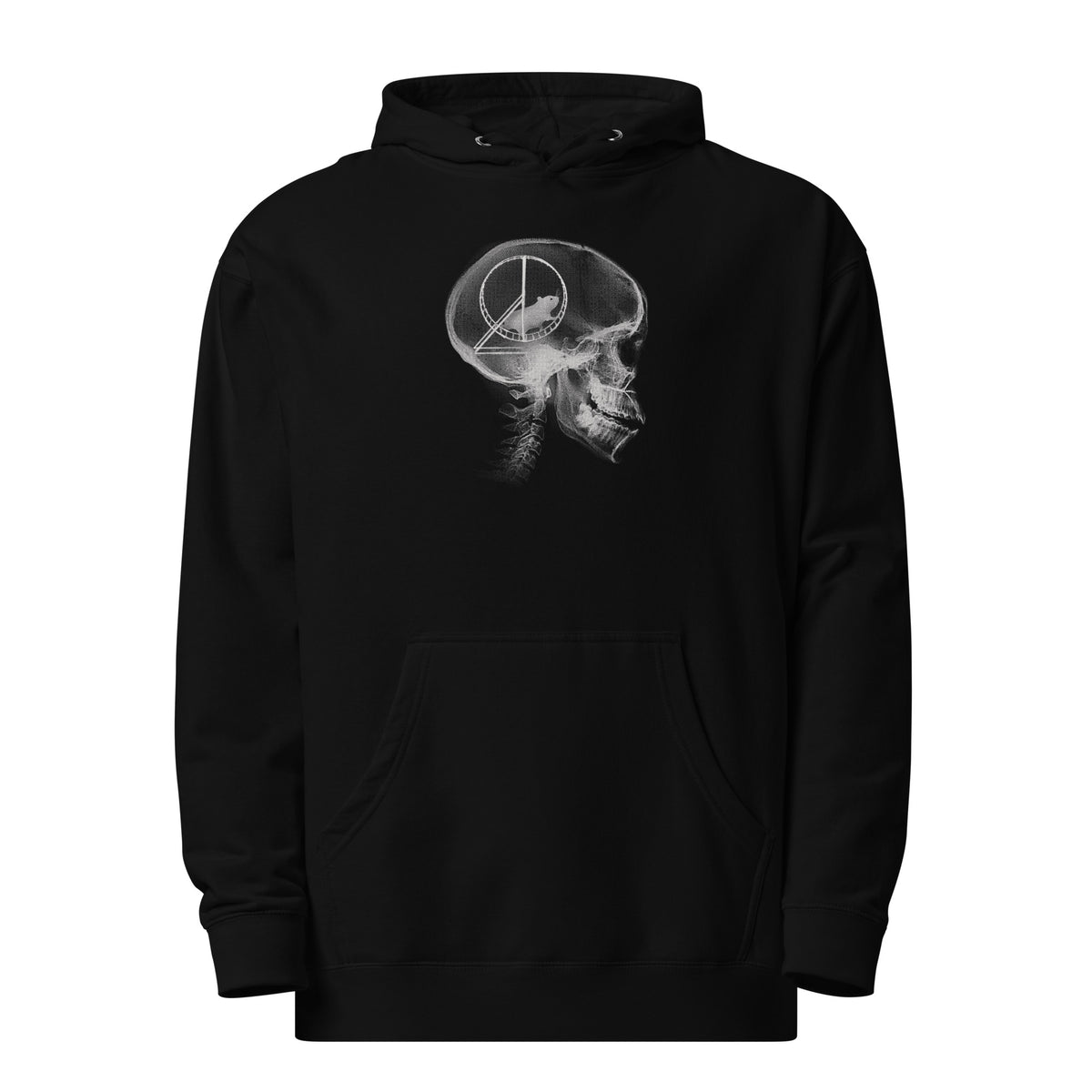 Hamster Head Scan Funny Cerebral Graphic Midweight Pullover Hoodie | Designer X Ray Wheel Fleece | Solid Threads