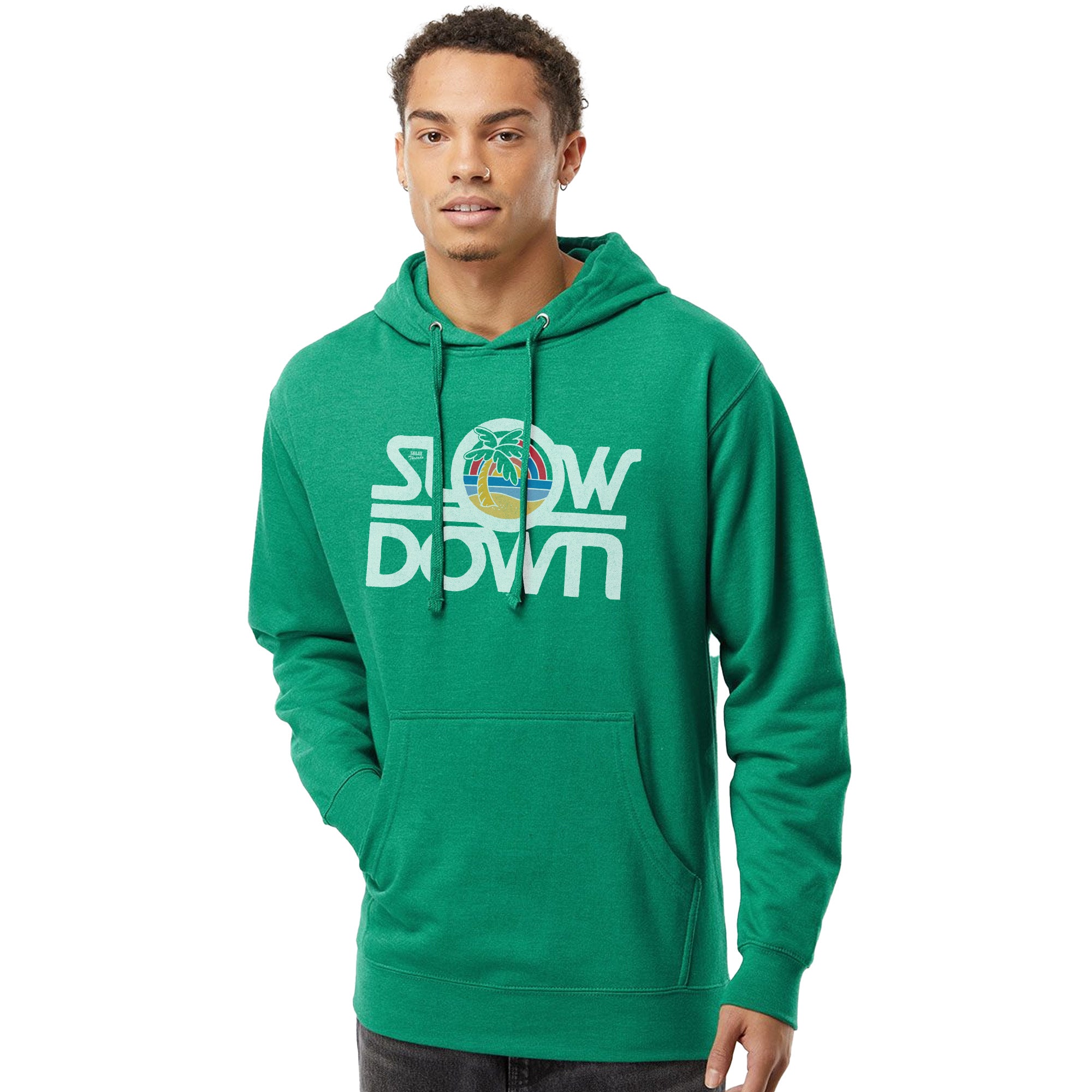 Slow Down Vintage Midweight Pullover Hoodie | Cool Tropical Beach