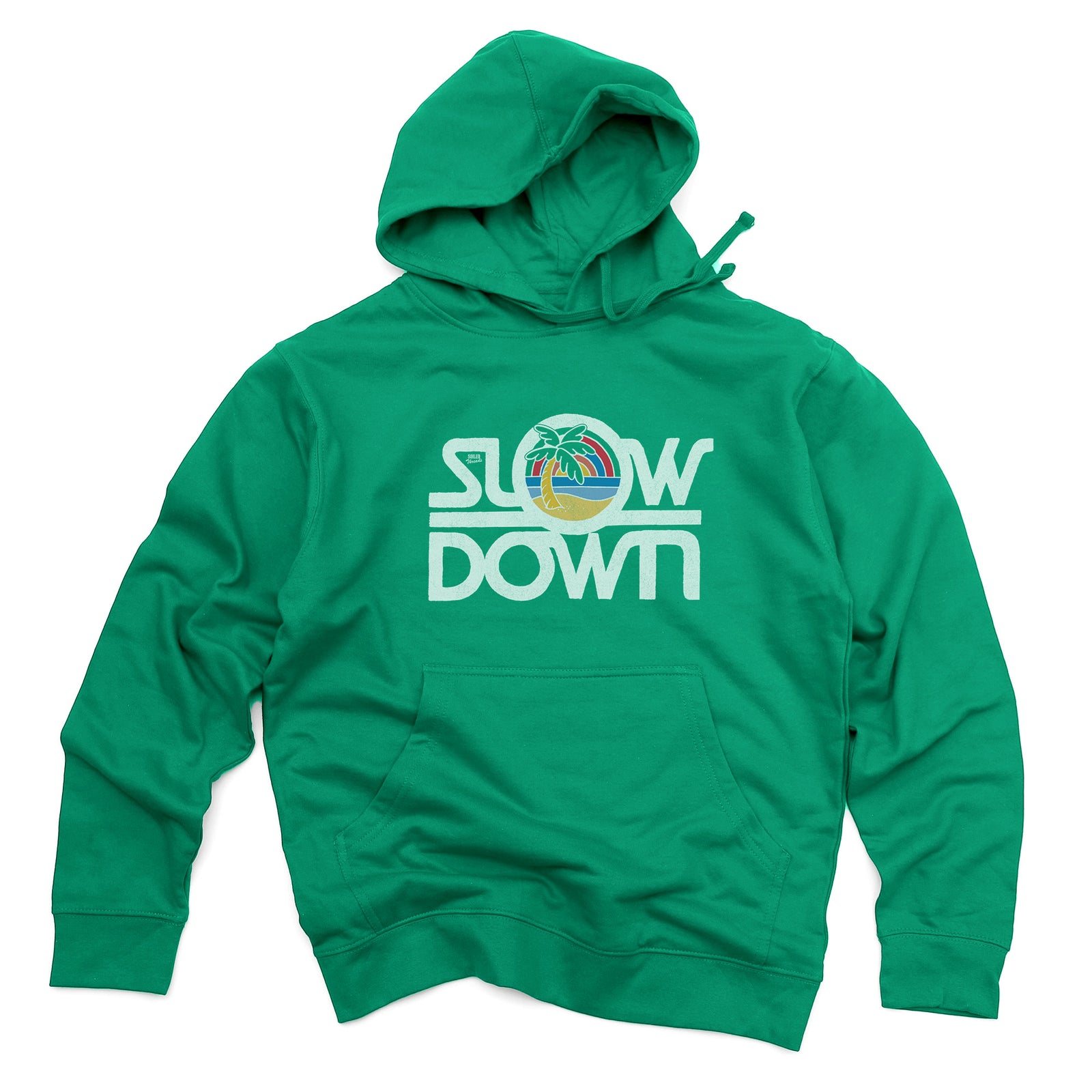 Slow Down Vintage Midweight Pullover Hoodie | Cool Tropical Beach