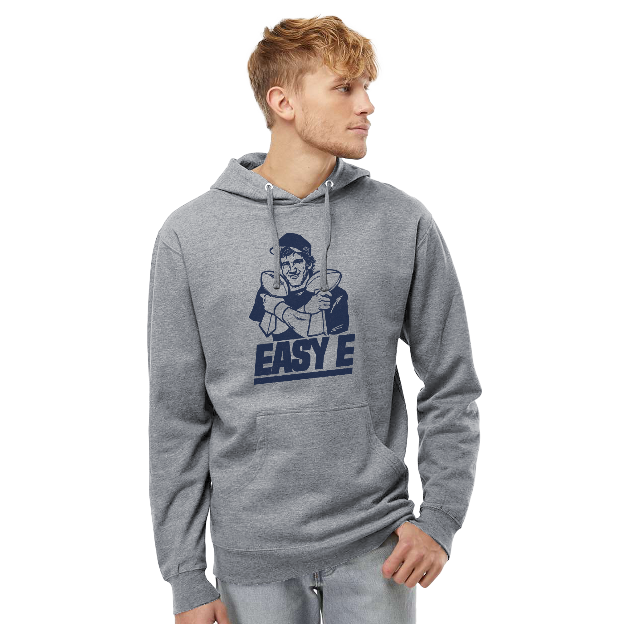 Easy E Retro Sports Graphic Fleece | Funny NY Giants Triblend Midweight Hoodie on Model | SOLID THREADS