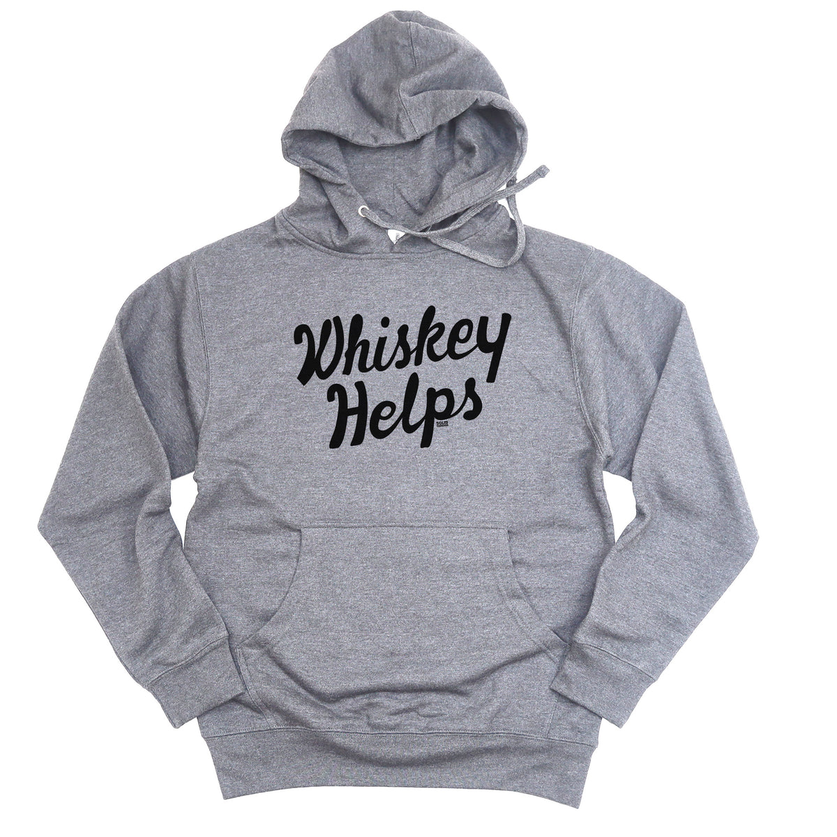 Whiskey Helps Funny Drinking Graphic Fleece | Vintage Distillery Grey Midweight Hoodie | SOLID THREADS