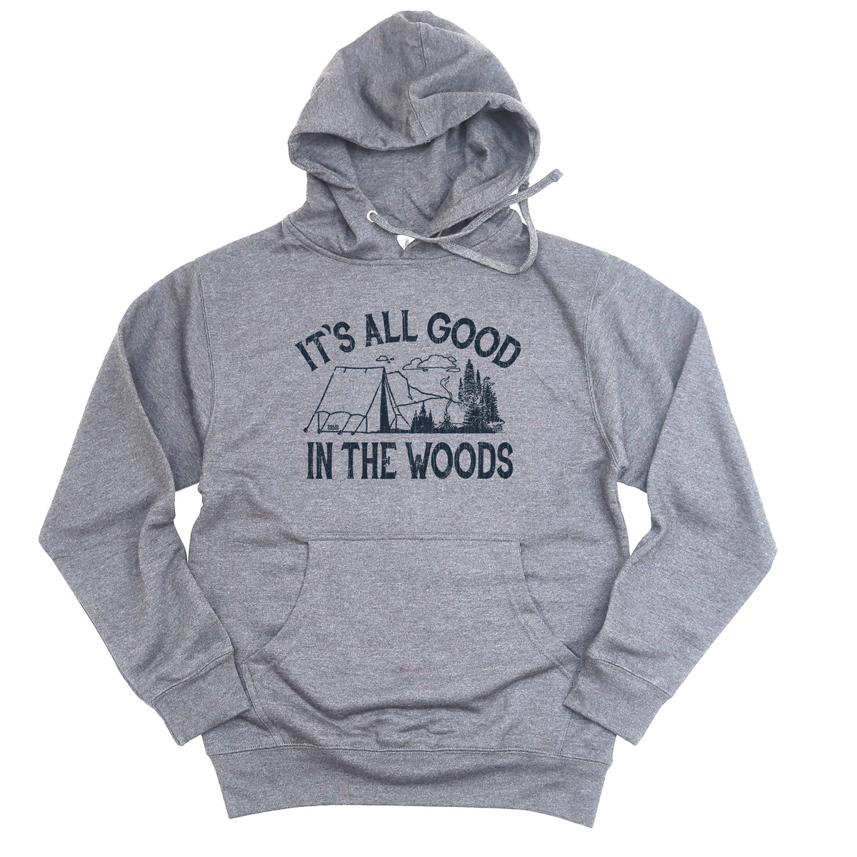 All Good In The Woods Funny Hiking Graphic Fleece | Retro Nature Soft Midweight Hoodie | SOLID THREADS