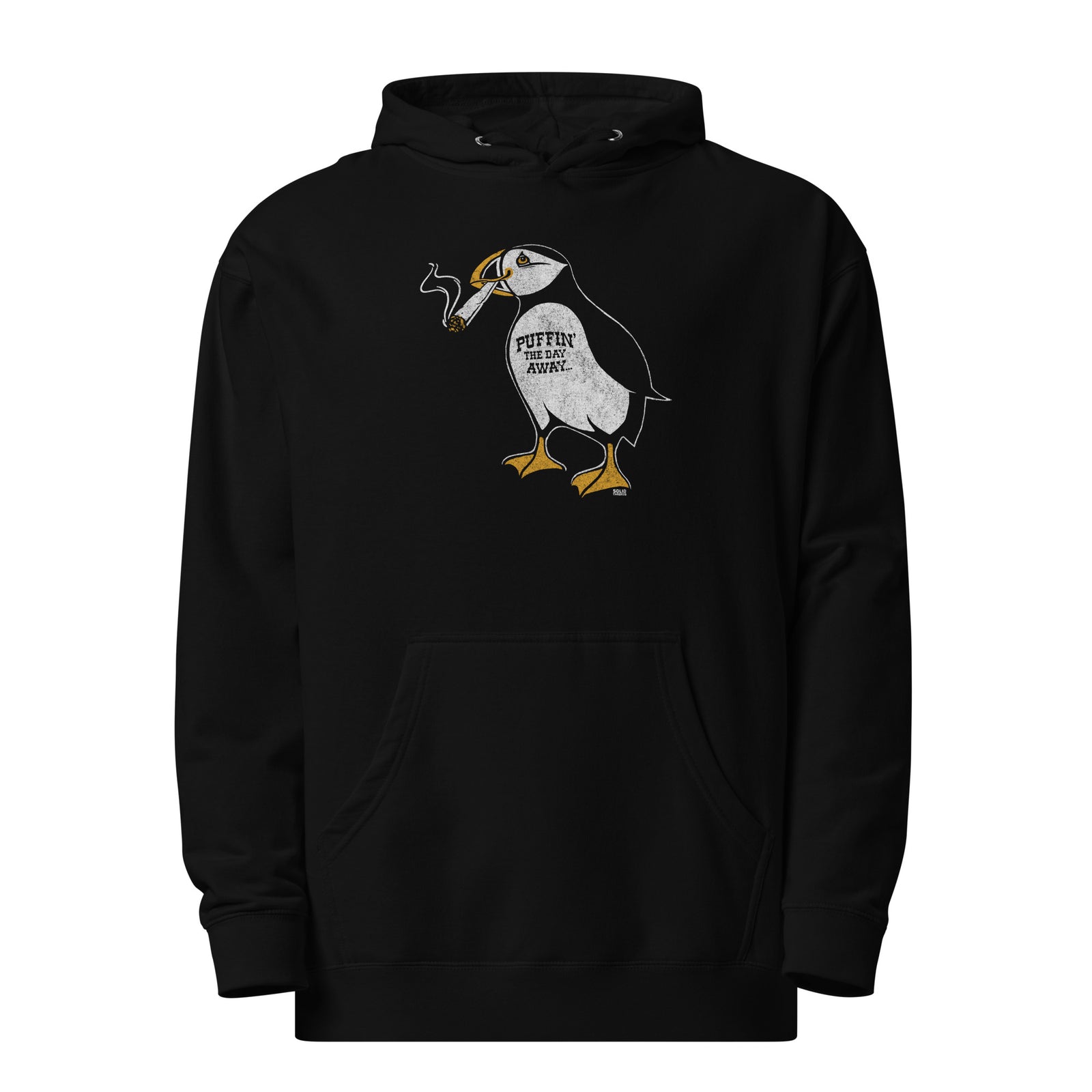 Puffin The Day Away Vintage Stoner Graphic Fleece | Funny Joint Smoking Midweight Hoodie | SOLID THREADS