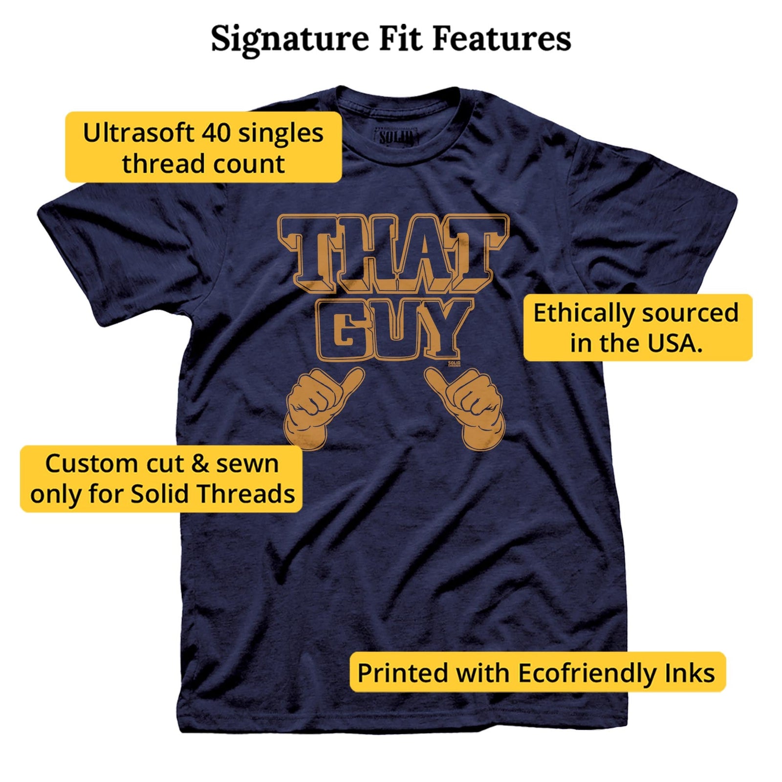 That Guy Funny Signature T-shirt in Navy - Fit Attributes